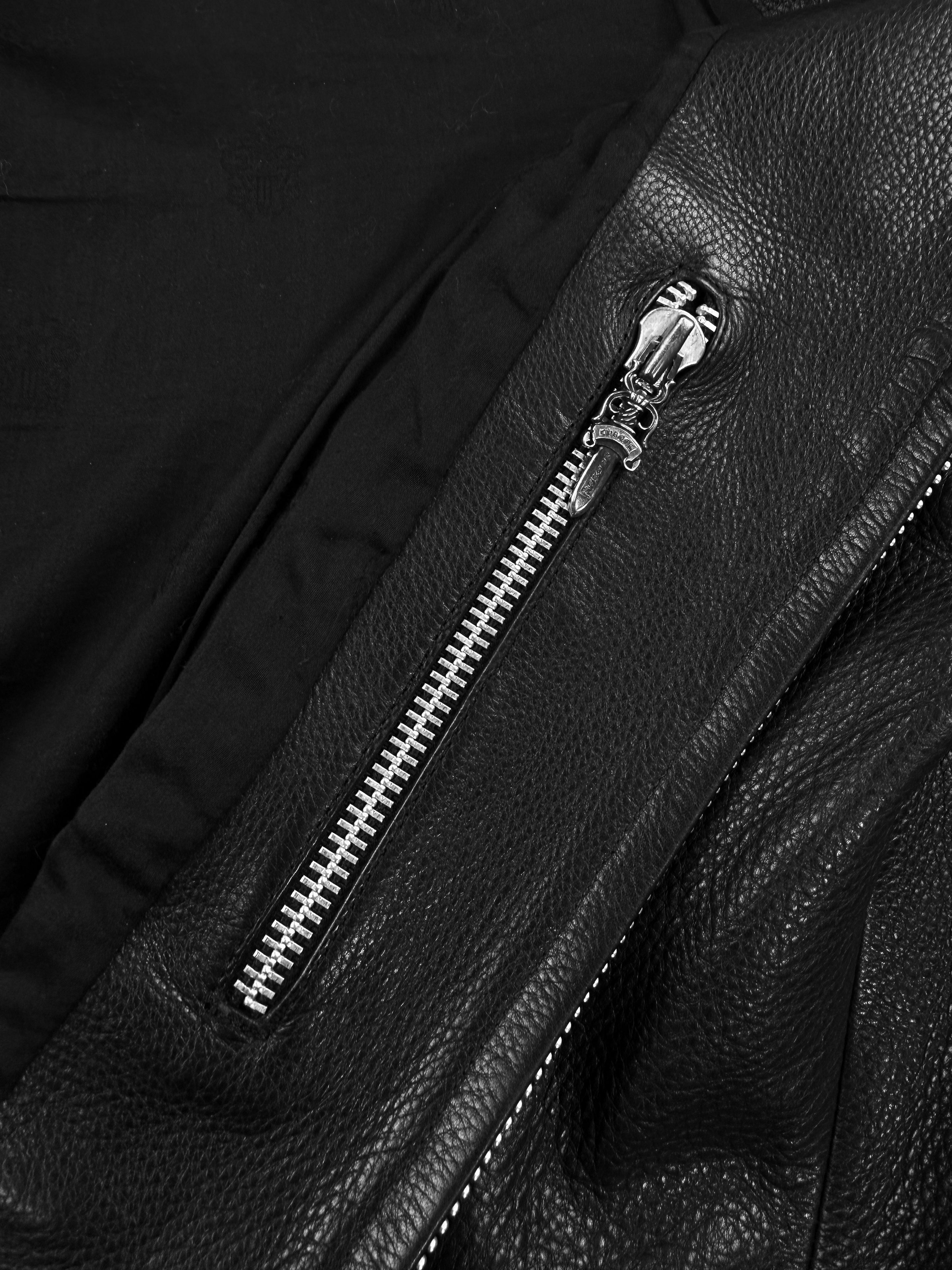 Chrome Hearts Alligator 26 Cross Patch Black Leather Moto Jacket