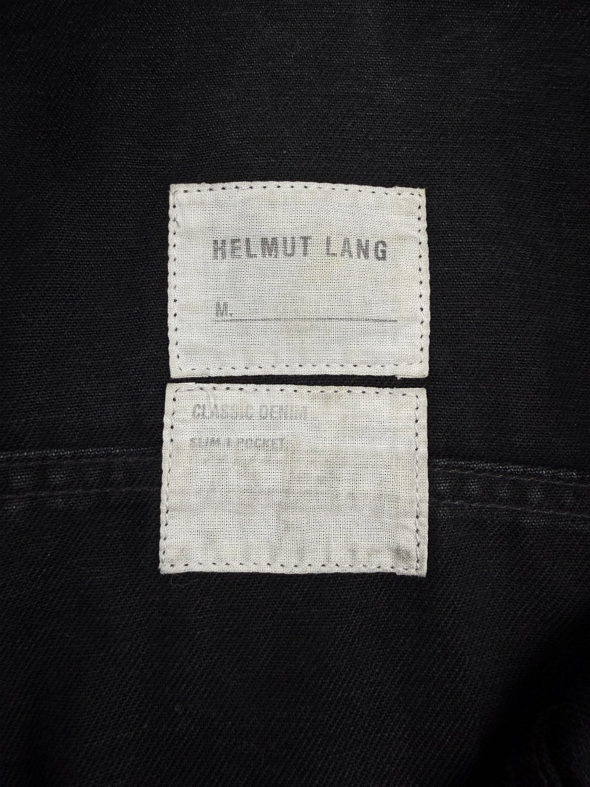 SS03 Helmut Lang Leather Sleeve Black Denim Trucker Jacket