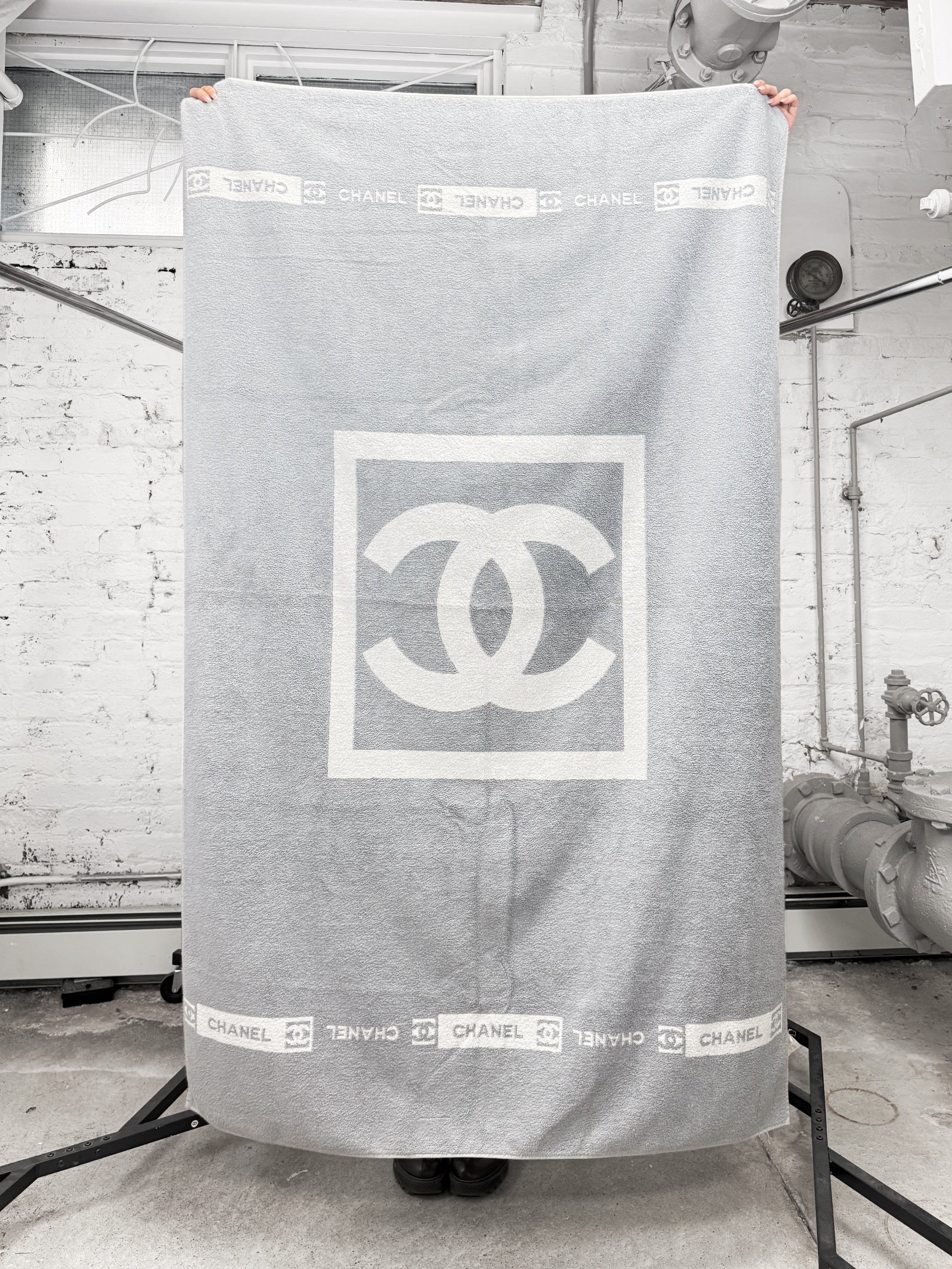 Chanel Sport CC Logo Grey Beach Towel / Blanket