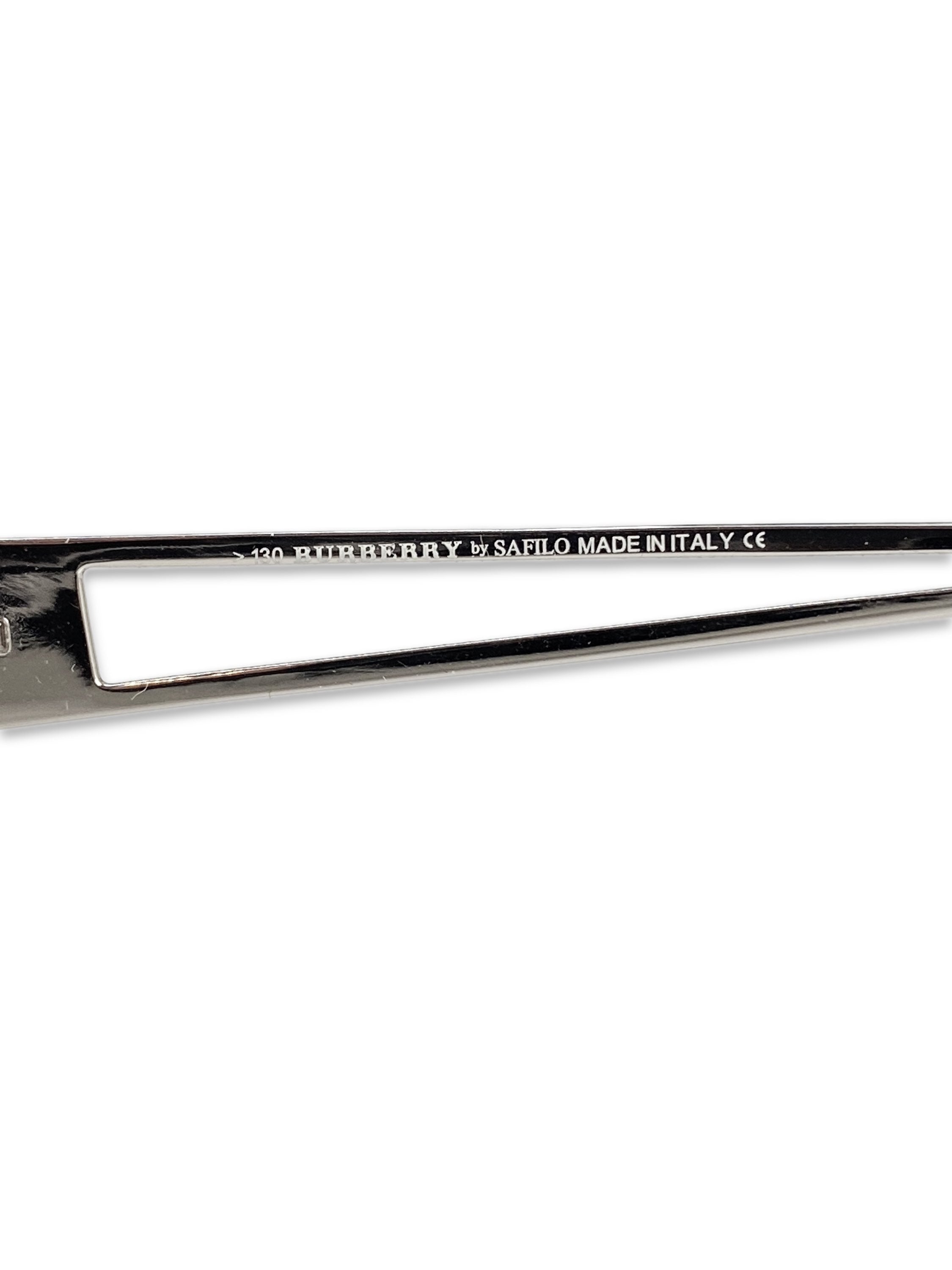 Burberry Cut Out Blue Tint Square Frame Etched Sunglasses