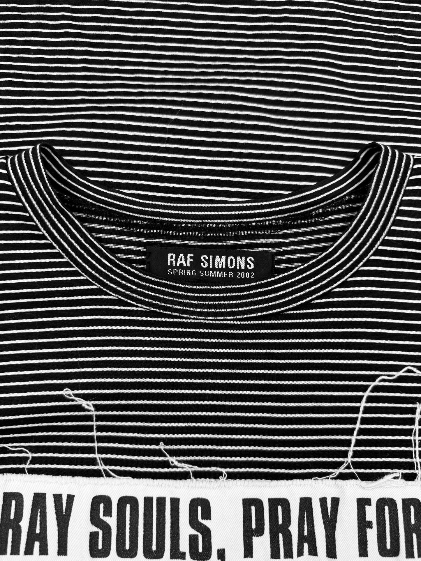SS02 Raf Simons ‘Stray Souls’ Striped Chest Patch Long Sleeve Shirt