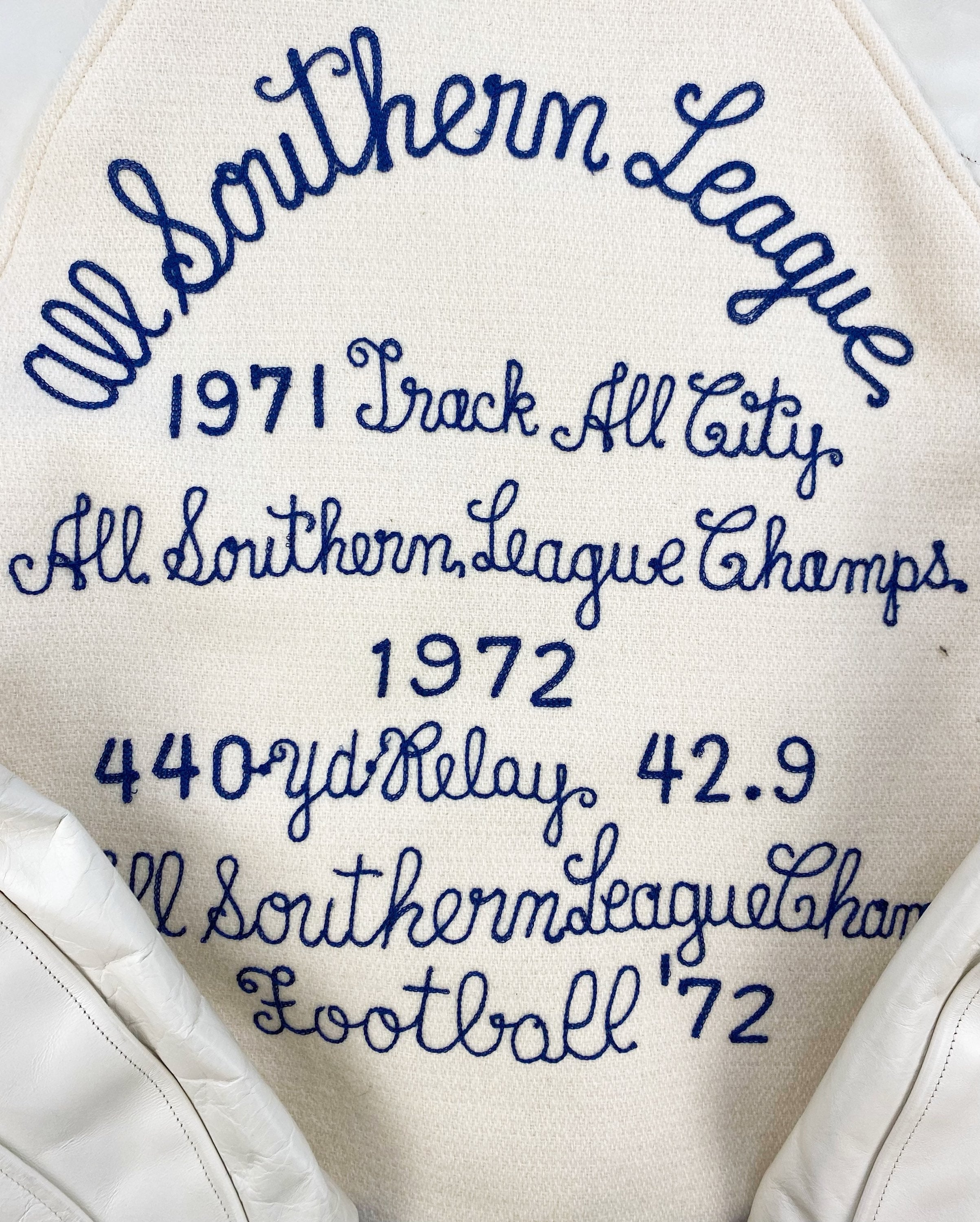 1971 Whitesville ‘Speed Merchant’ Embroidered Leather Varsity Jacket