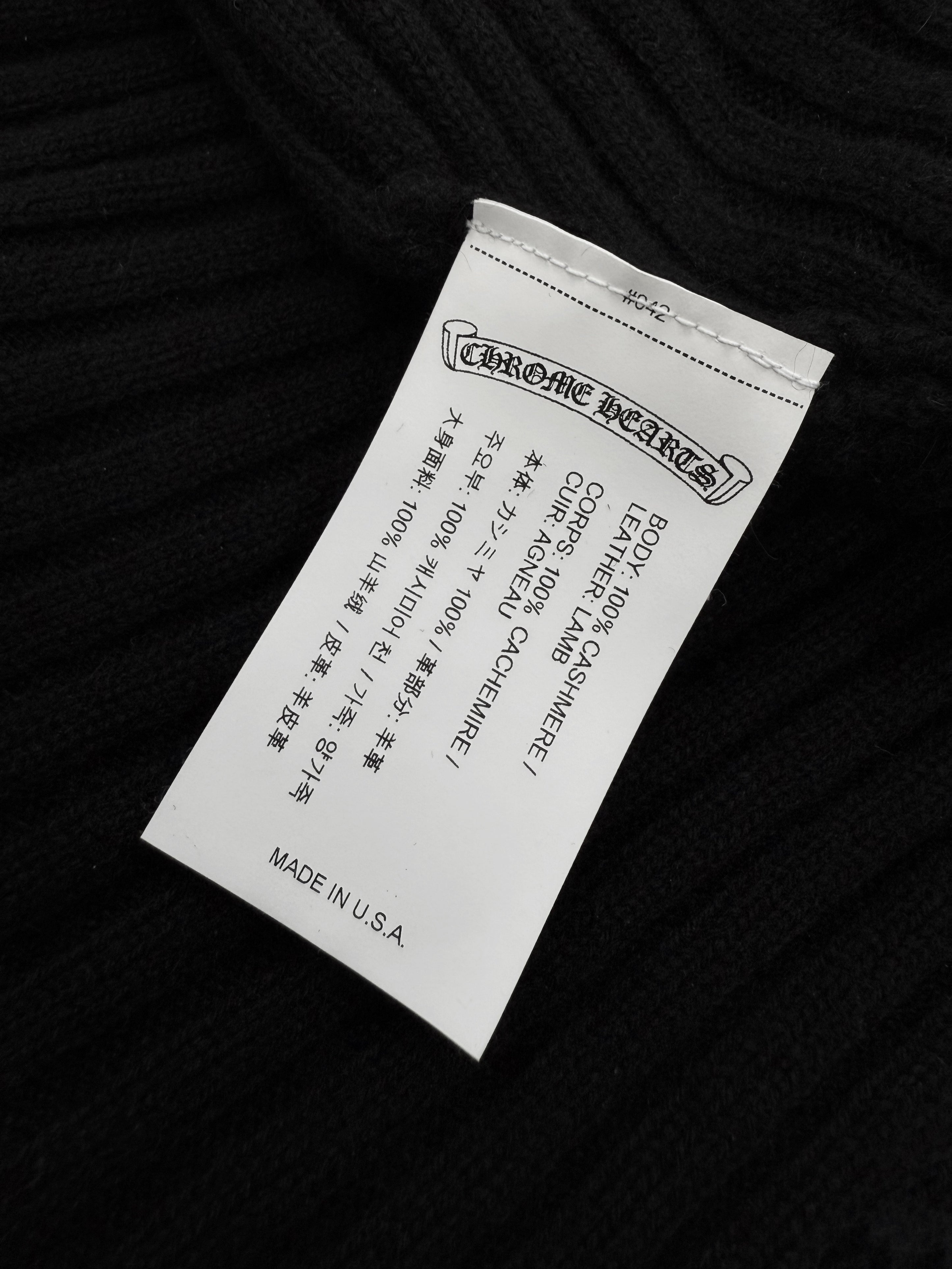 Chrome Hearts Plus Cross Leather Patch Cashmere Knit Beanie