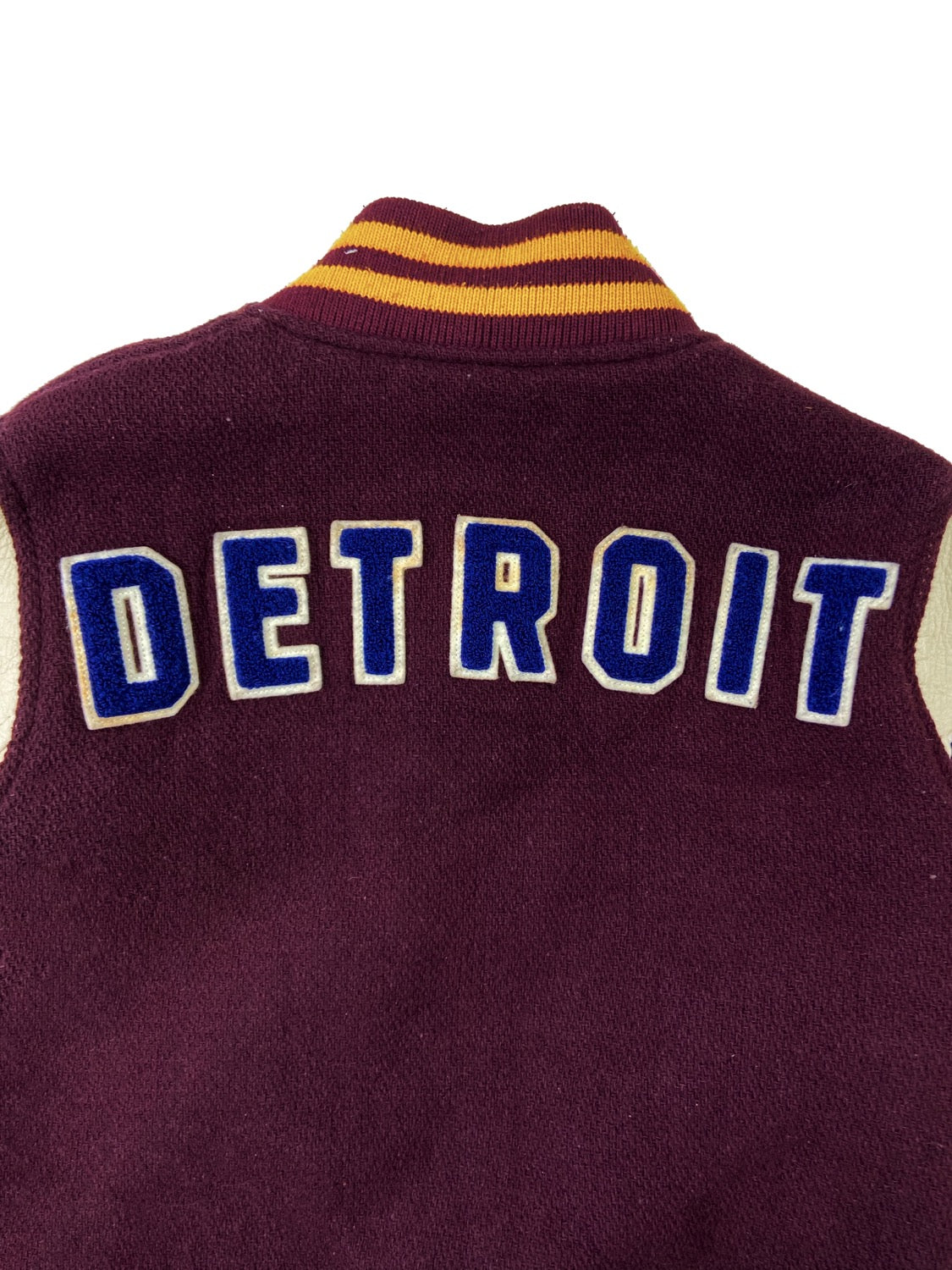 Hysteric Glamour “Detroit” Maroon Patched Leather Varsity Jacket