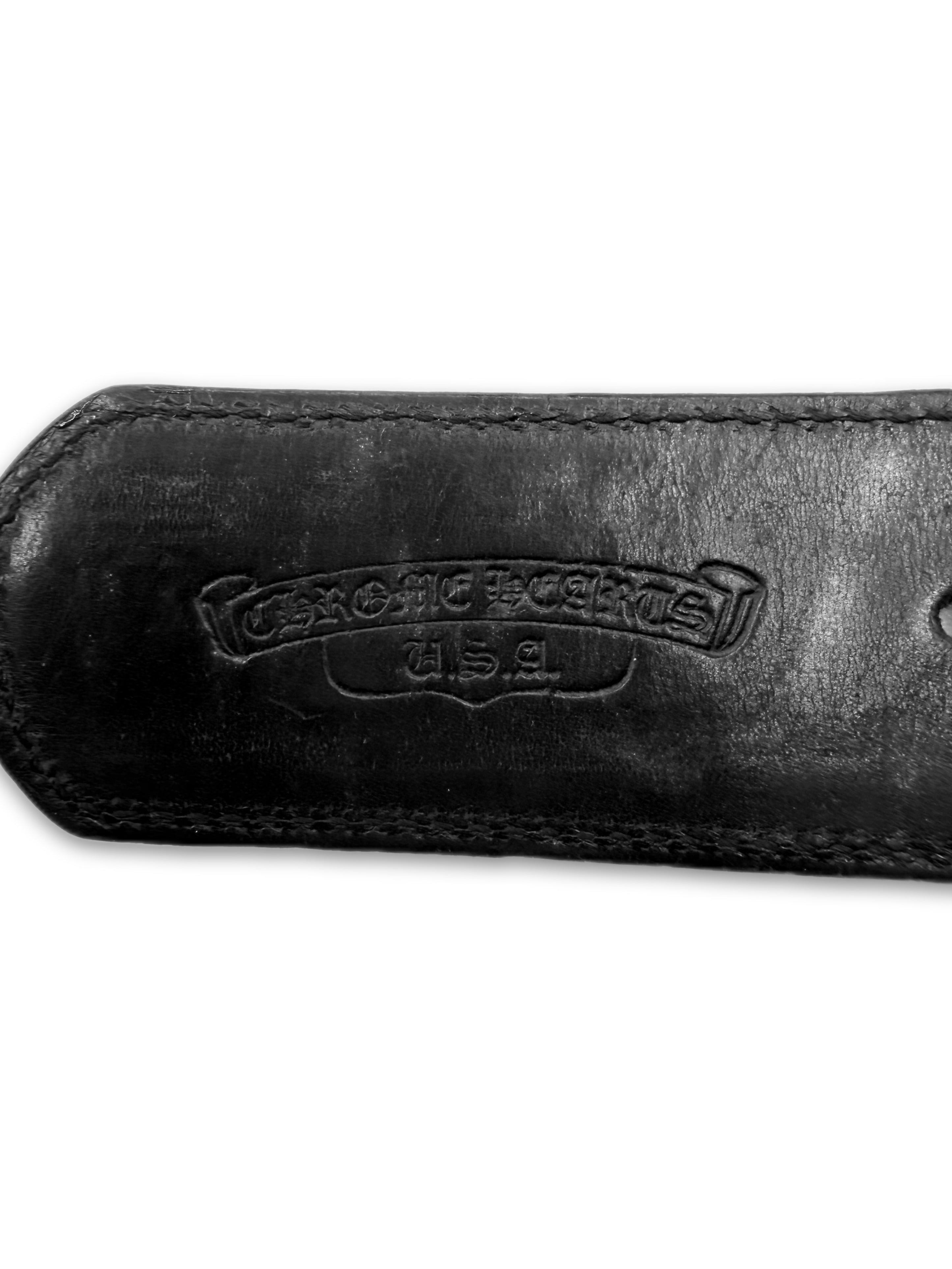 Chrome Hearts Flooded Dagger Monogram .925 Silver Black Leather Strap