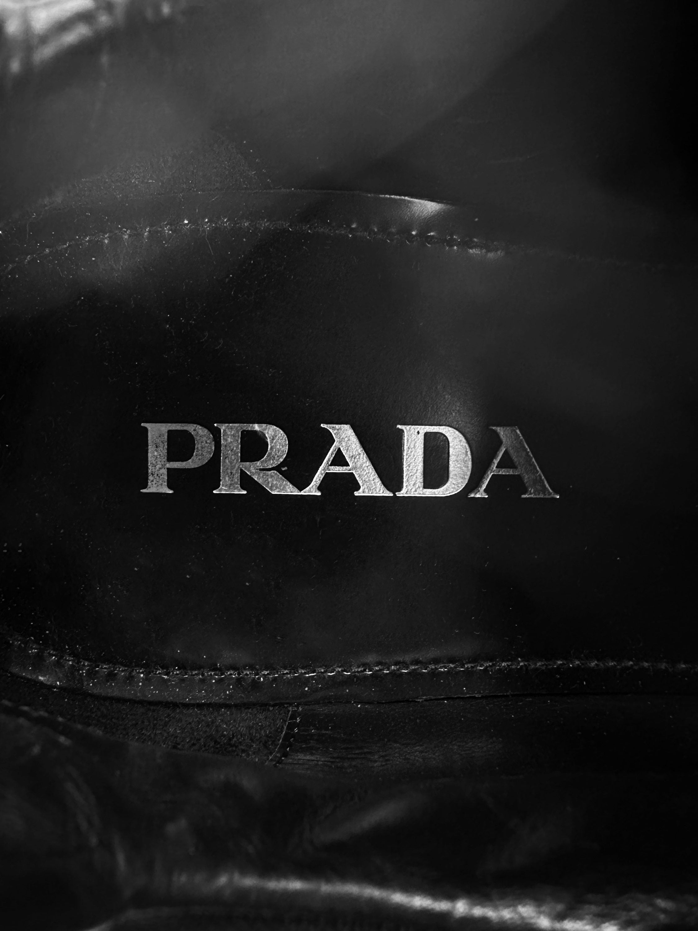 Prada Black Leather Striped Platform Brouge Loafers
