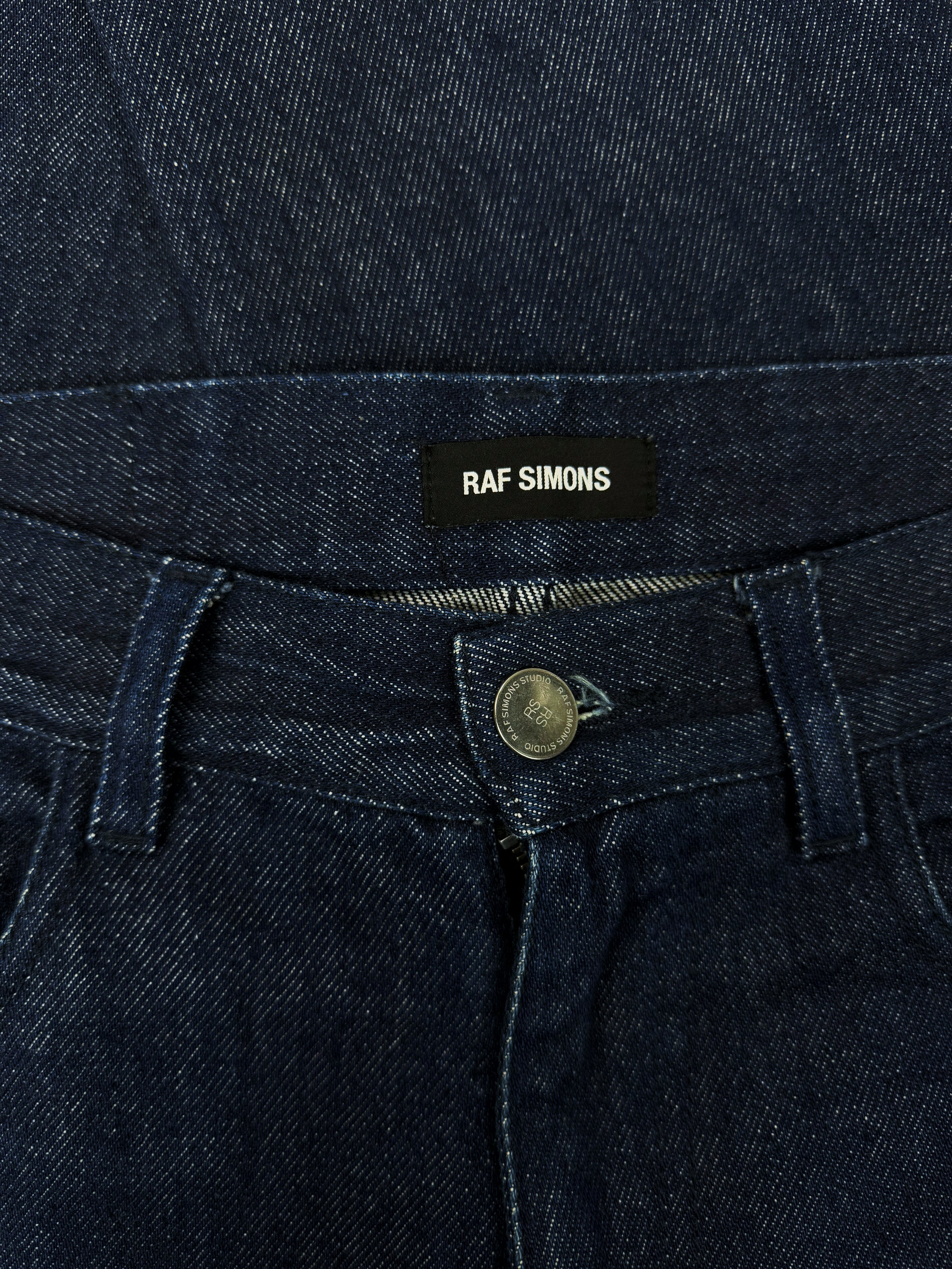 SS17 Raf Simons ‘RS’ Logo Indigo Blue Leather Patch Denim