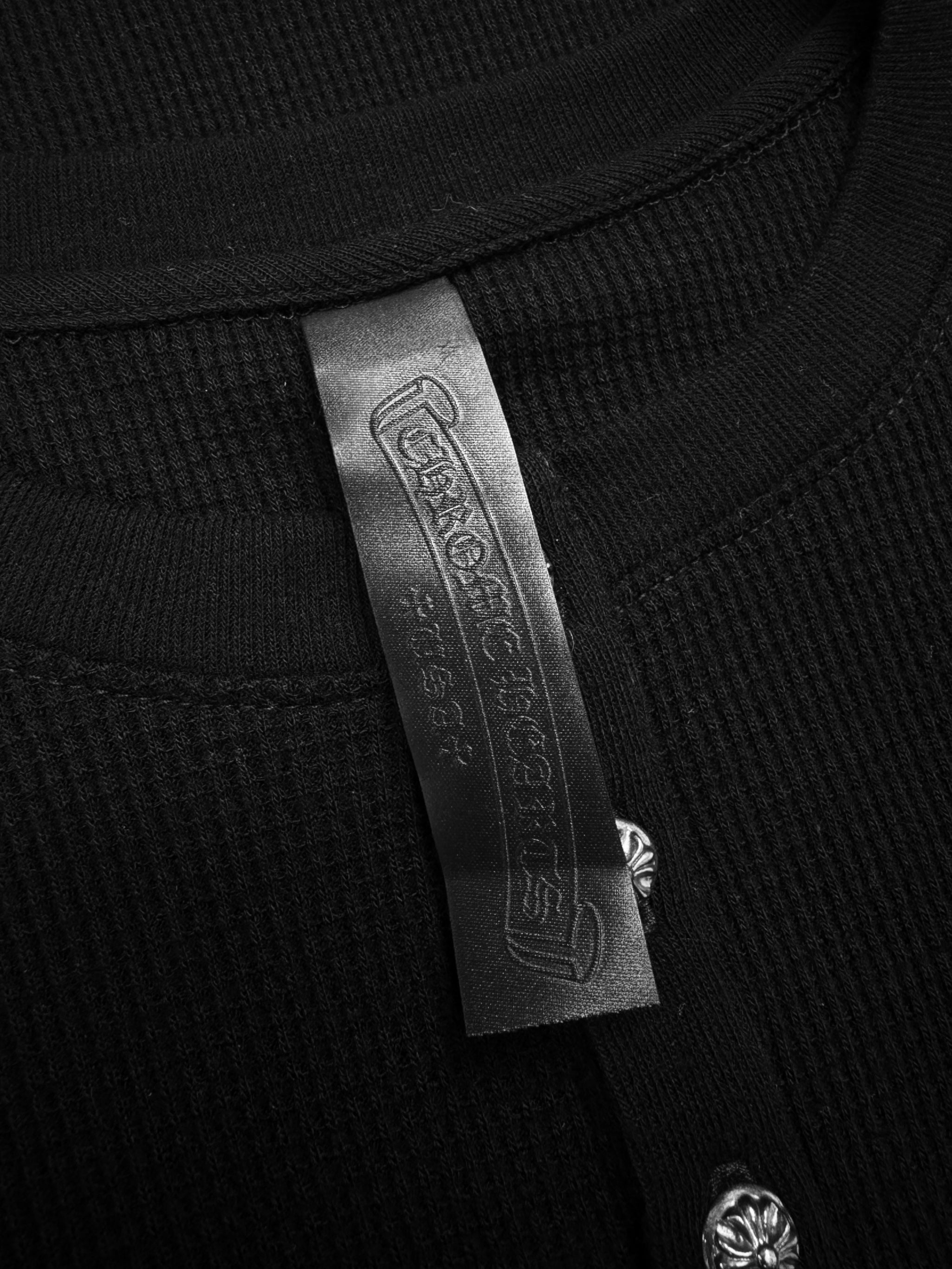 Chrome Hearts Henley .925 Silver Button CH Embroidered Thermal Long Sleeve