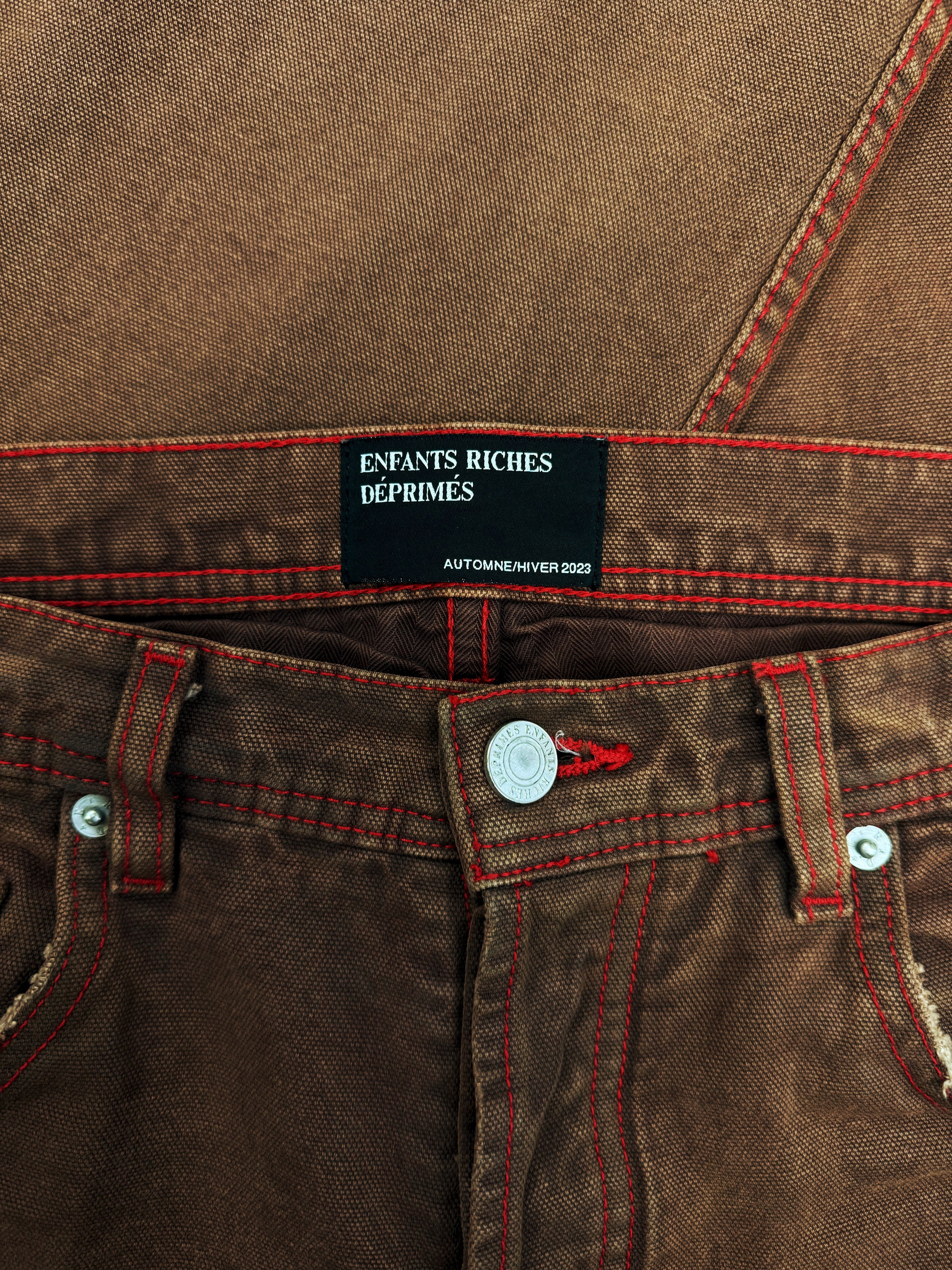 AW23 Enfants Riches Deprimes ‘Psychic Youth’ Contrast Stitch Brown Denim