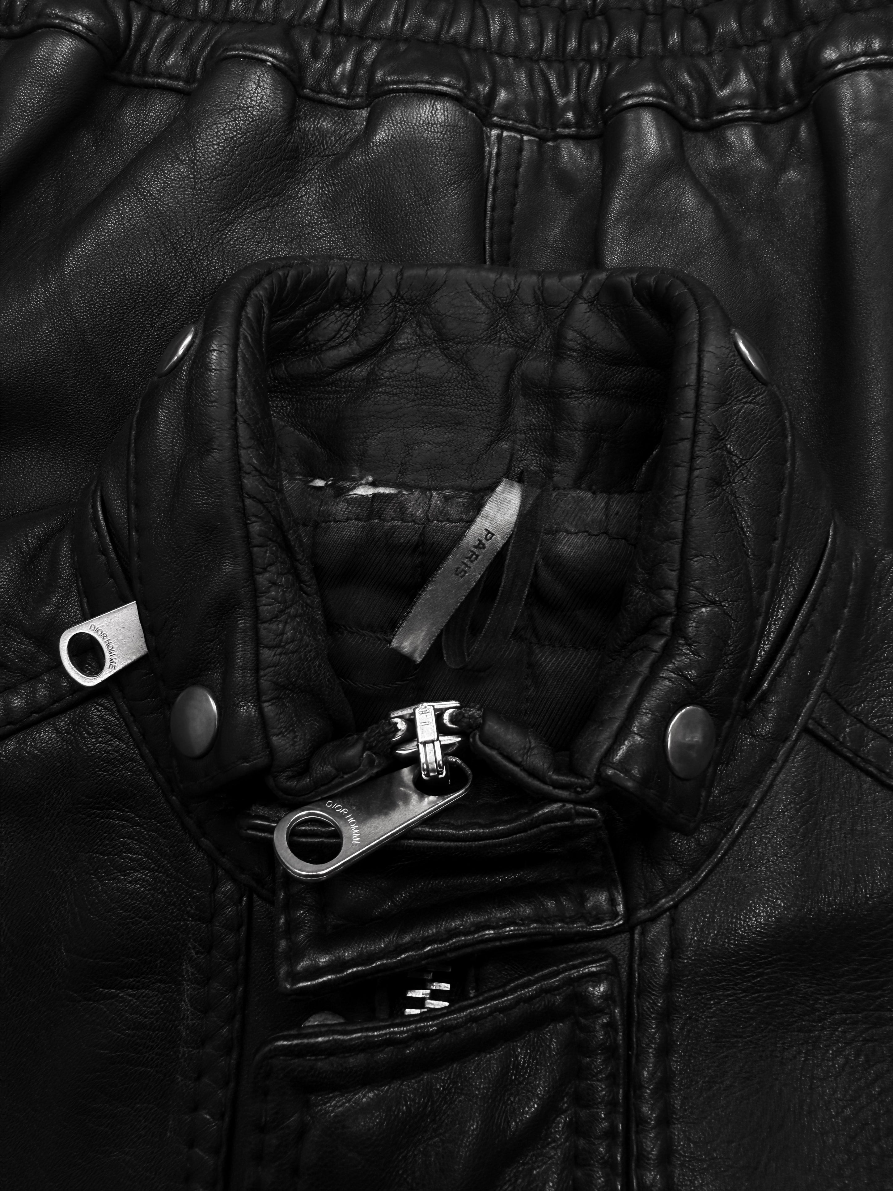 AW08 Dior Black Leather Multi Pocket Riders Jacket