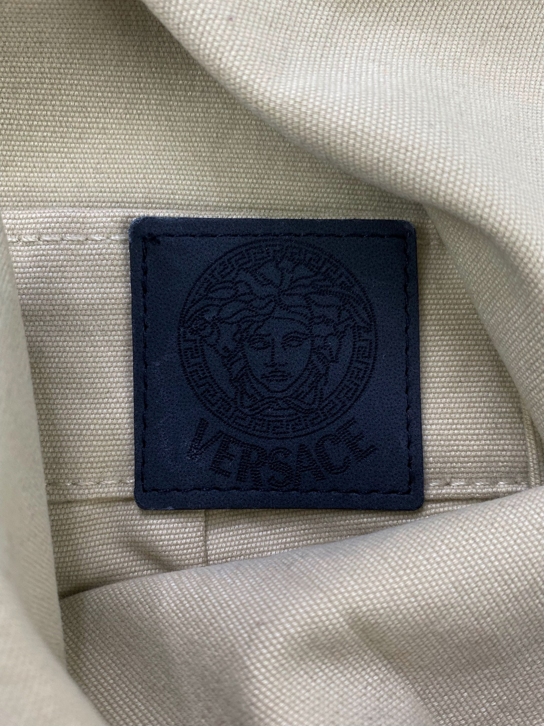 00s Versace Collection Tan Chino Leather Jacron Trousers