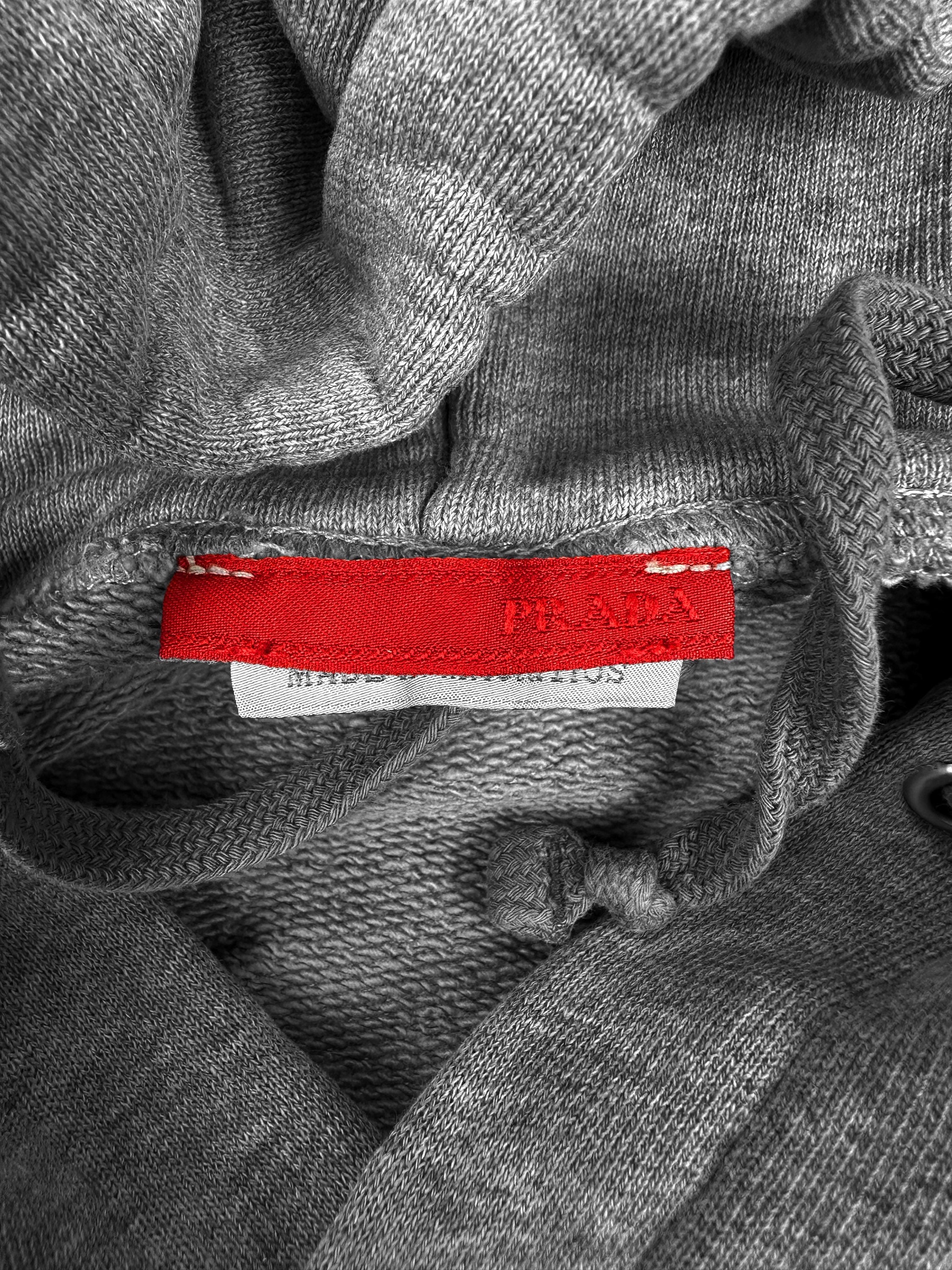 00s Prada Sport Heather Grey Linea Rossa Logo Hoodie