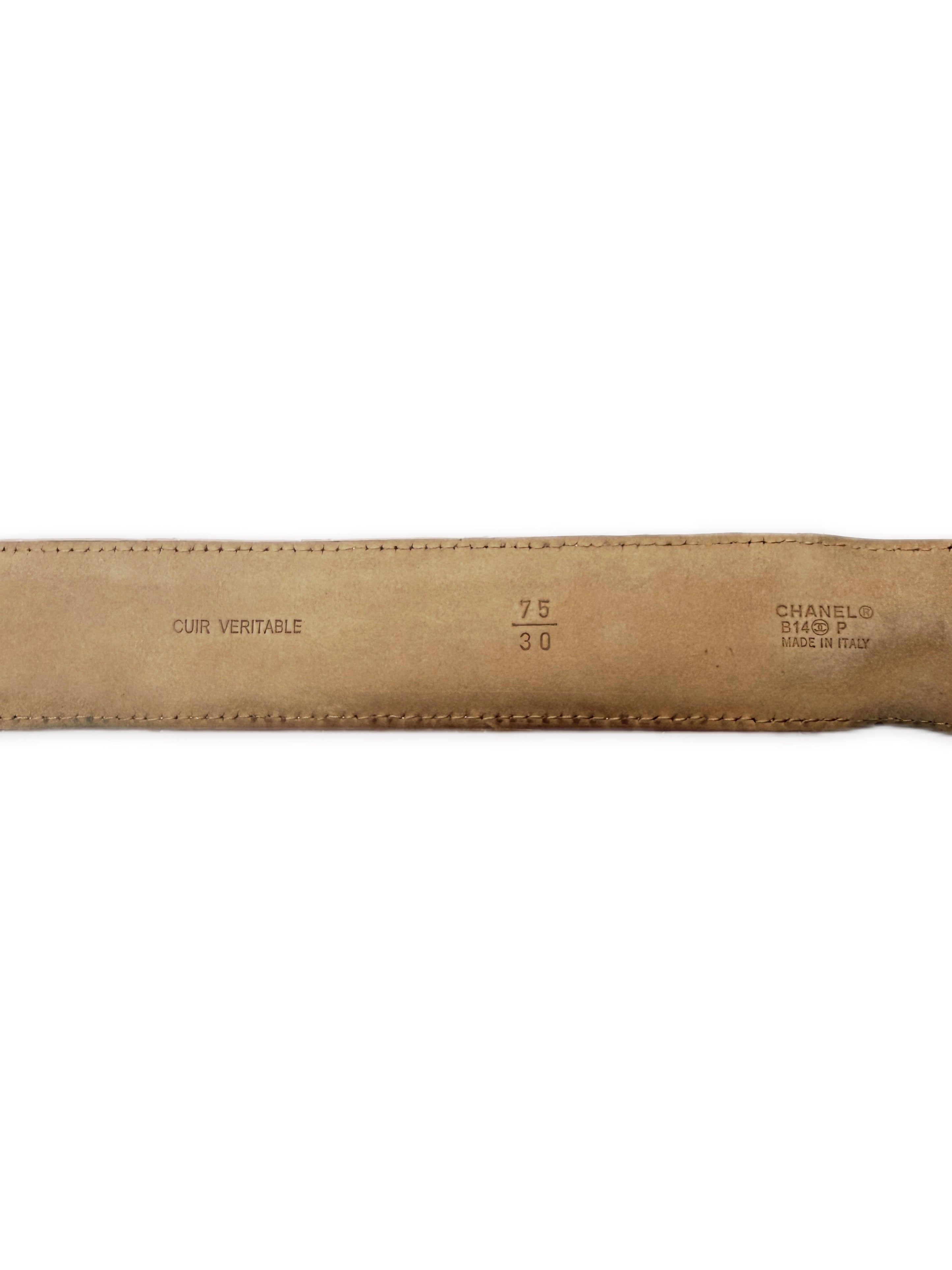 Chanel Double CC Nude Pink Quilted Lambskin Leather Caviar Belt