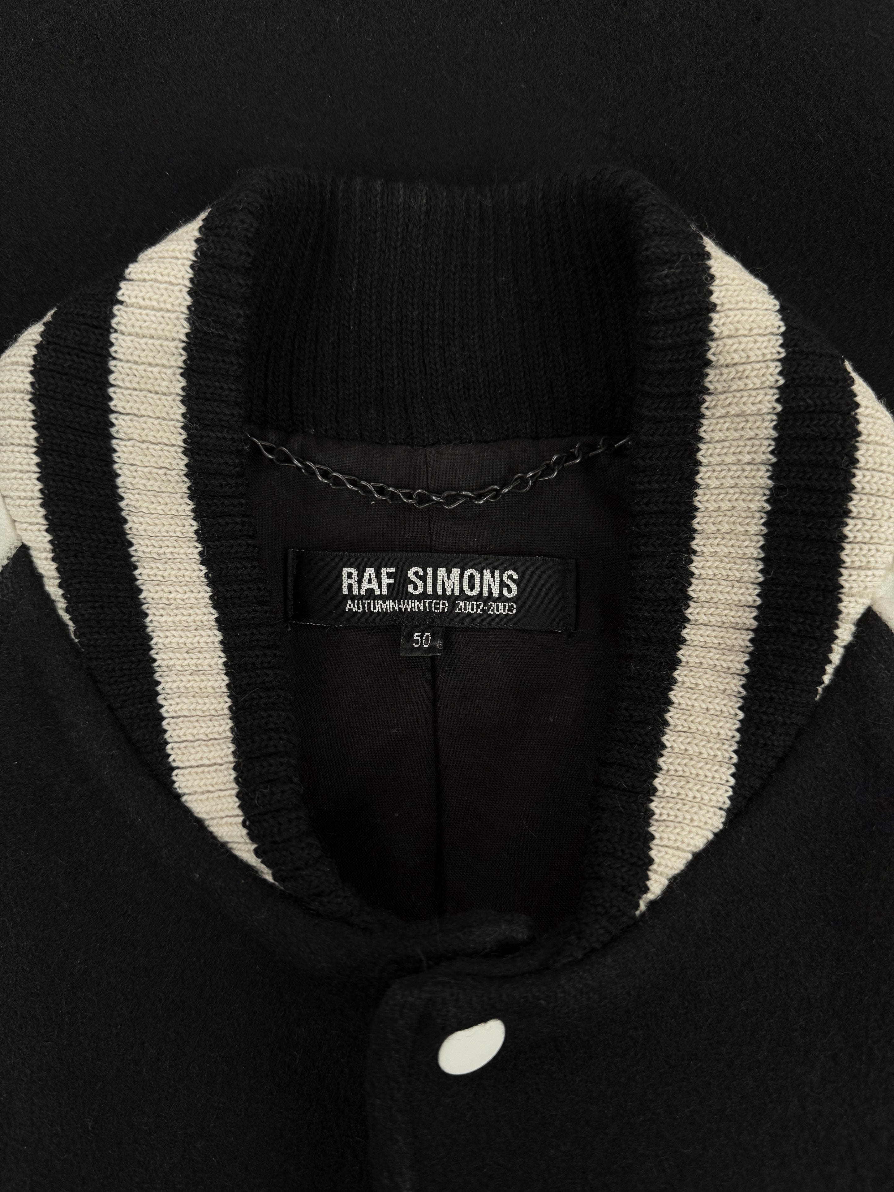 AW02 Raf Simons ‘Virginia Creeper’ Q Leather Varsity Jacket