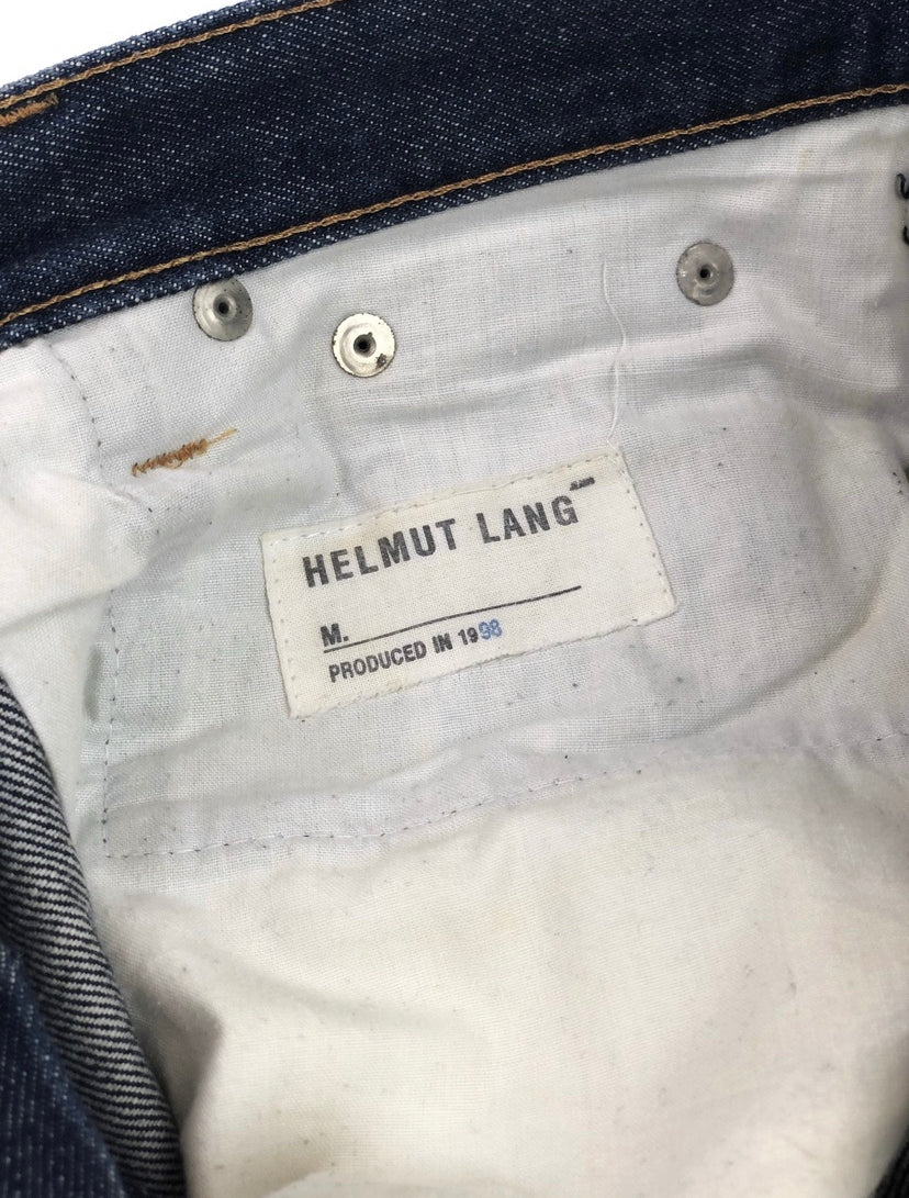 1998 Helmut Lang Distressed Paint Splatter Denim Shorts