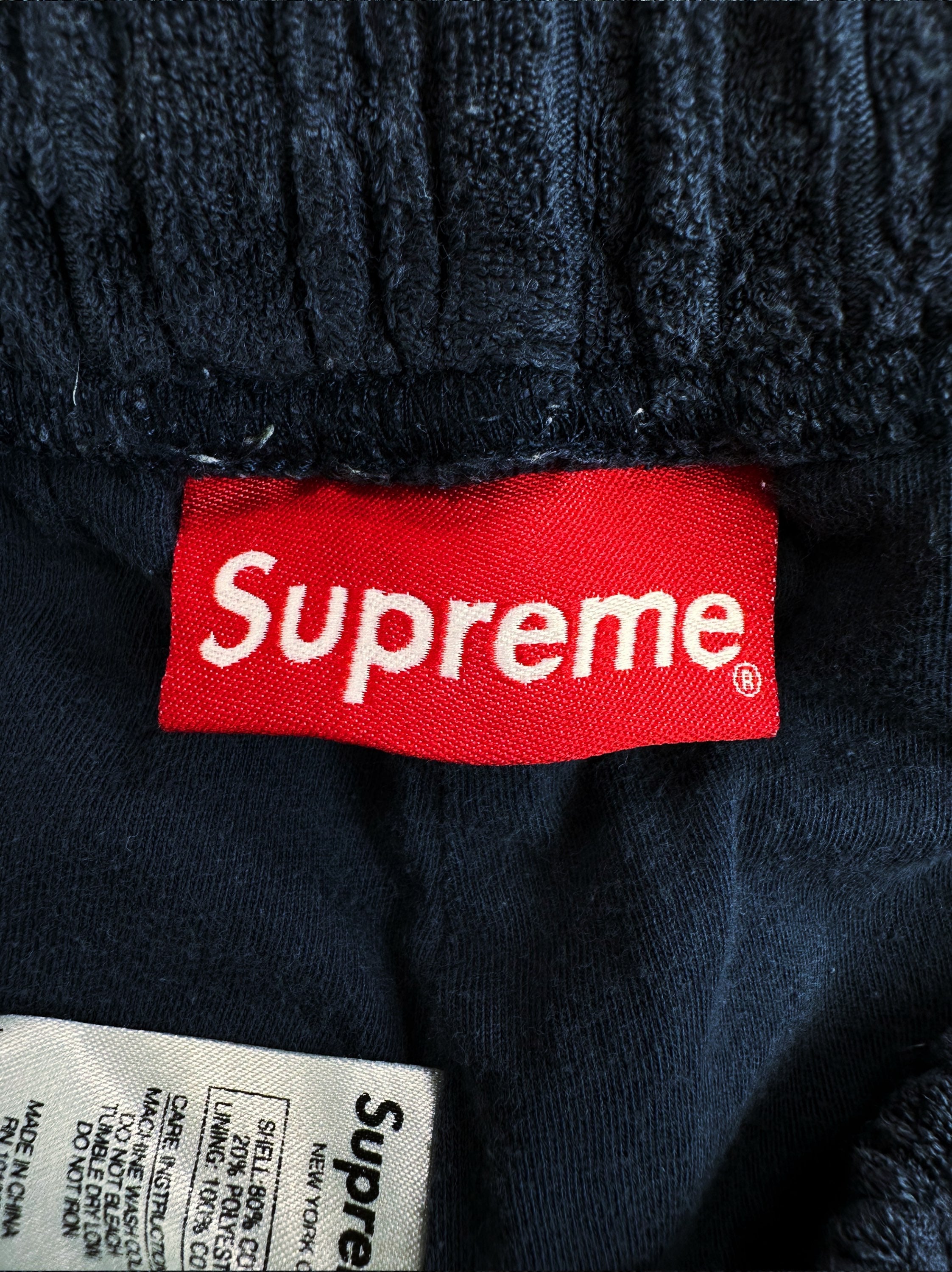 Supreme Navy Blue Embroidered Logo Towel Shorts