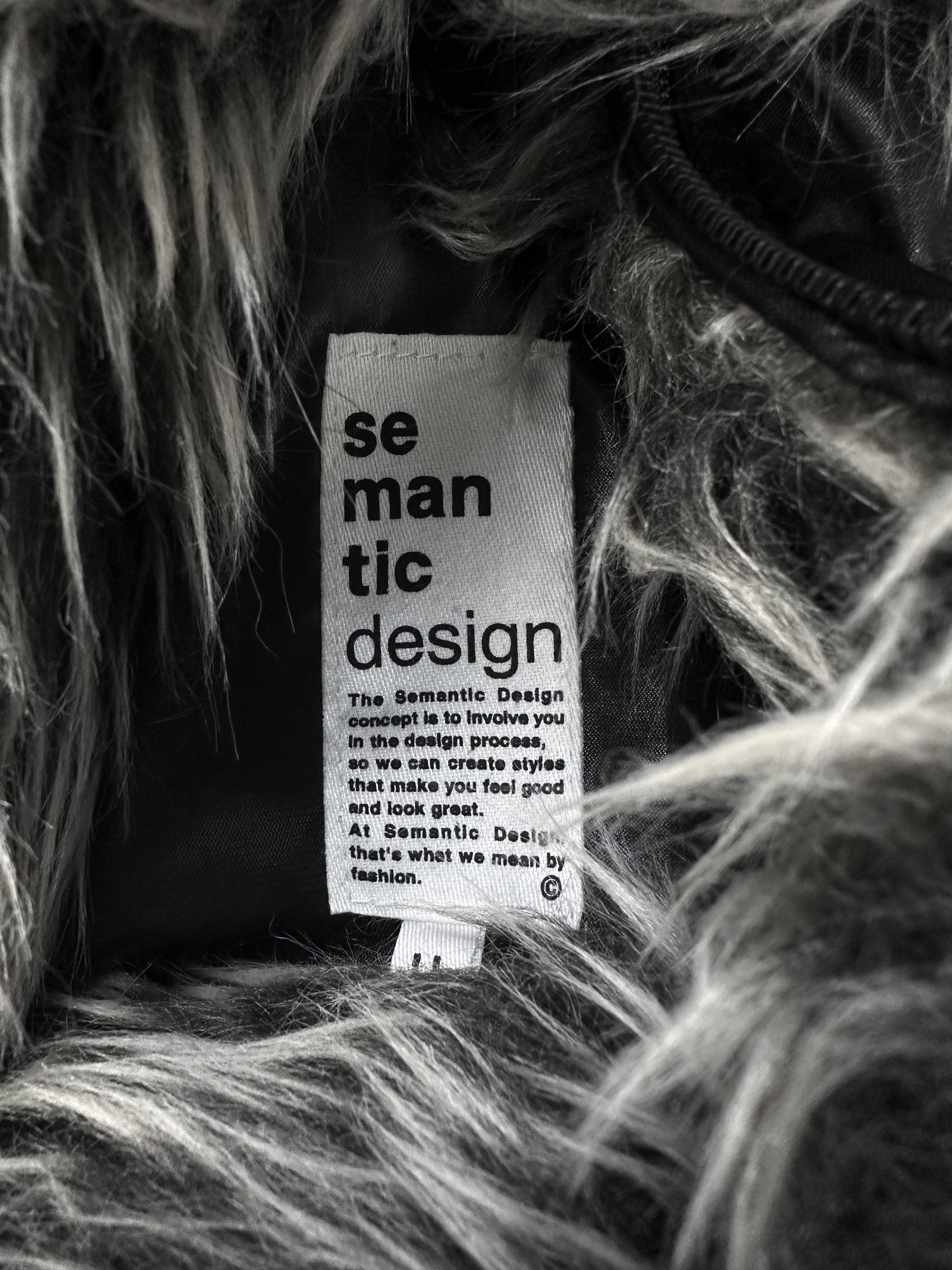 Semantic Design Fur Lined Black Down Fill Puffer Jacket