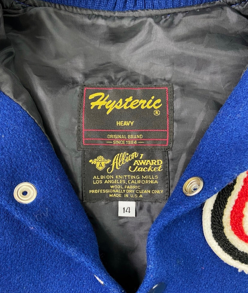 Hysteric Glamour ‘666’ Patched Leather Varsity Jacket