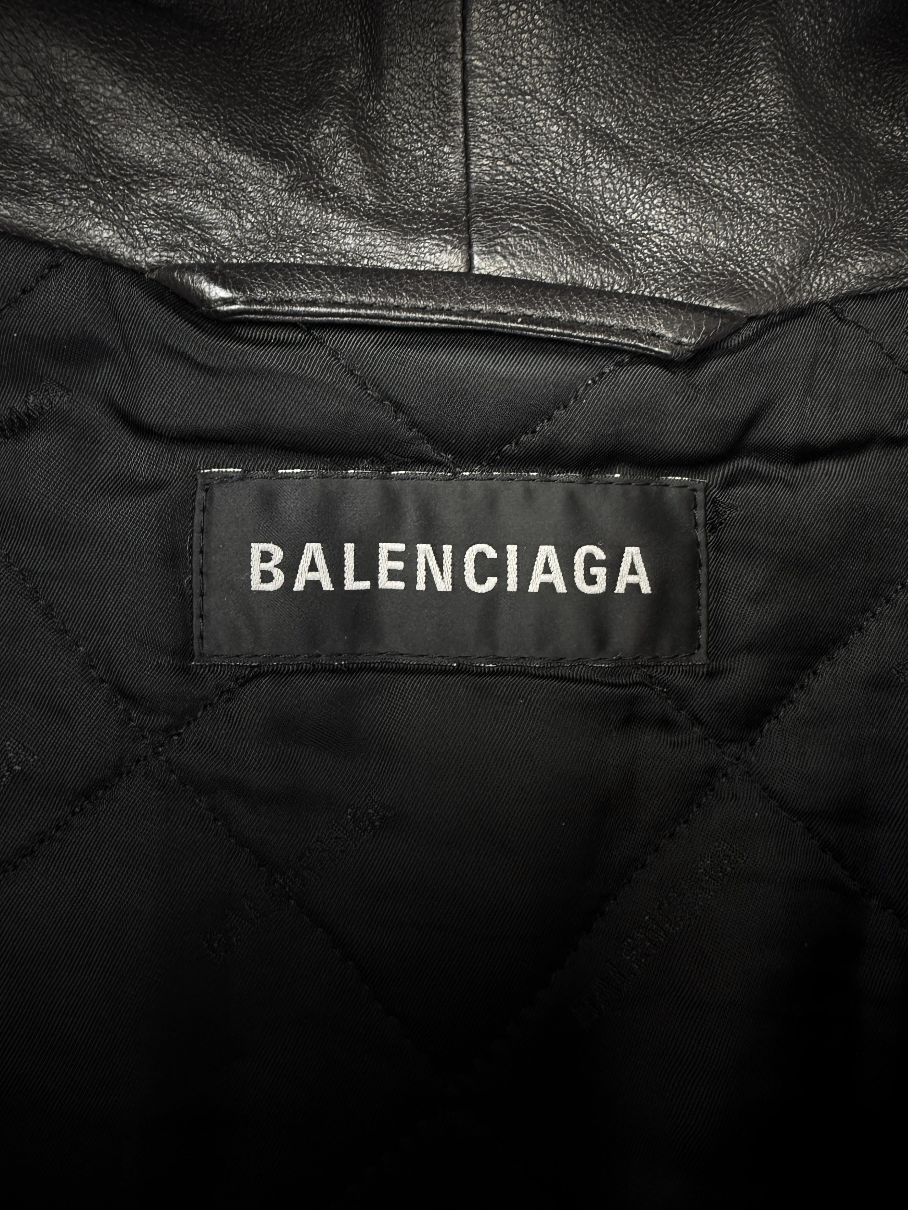 AW22 Balenciaga ‘Taxi’ BB Sport Logo Leather Bomber Jacket