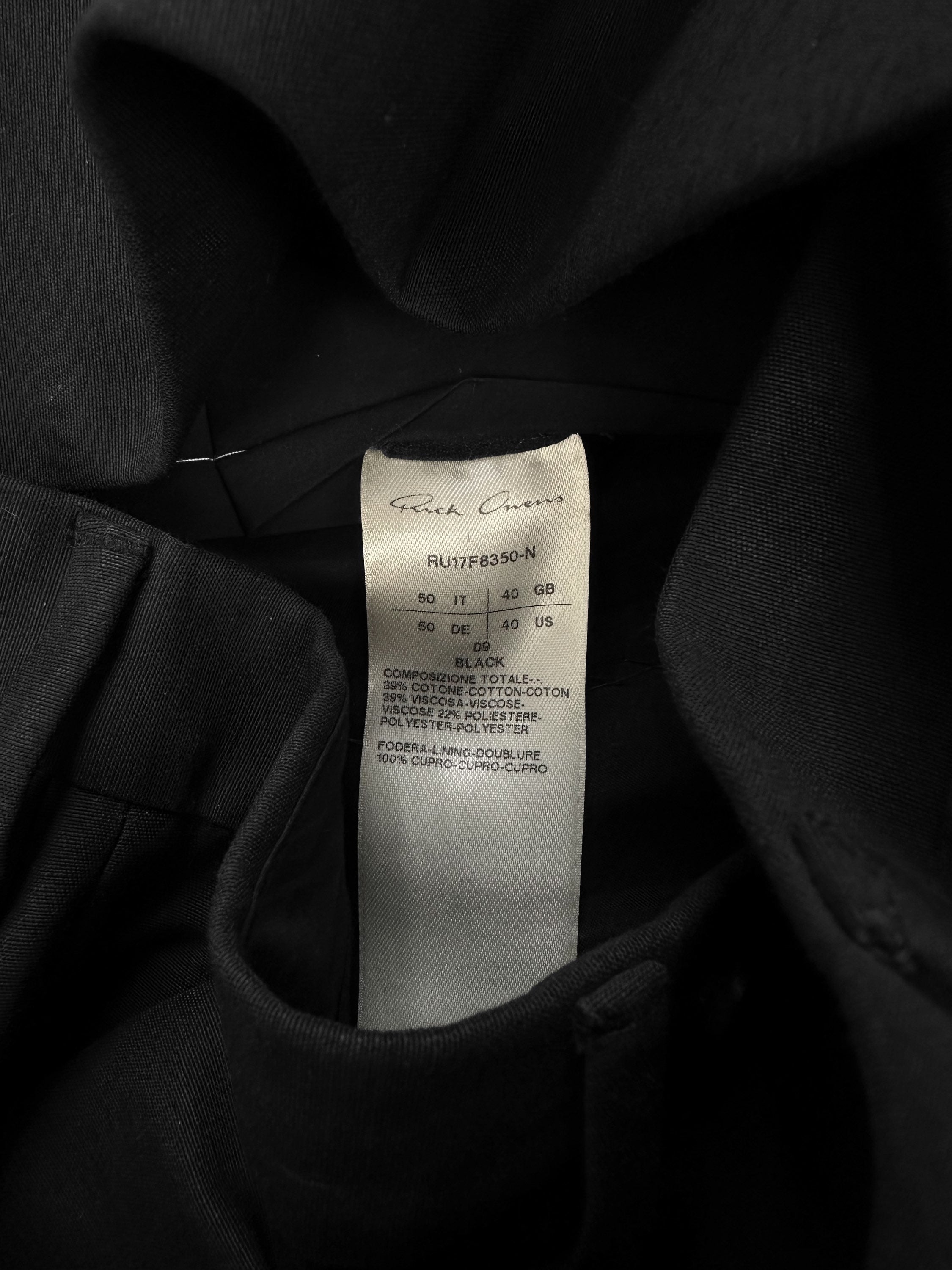 AW17 Rick Owens ‘Glitter’ Black Straight Cut Trousers
