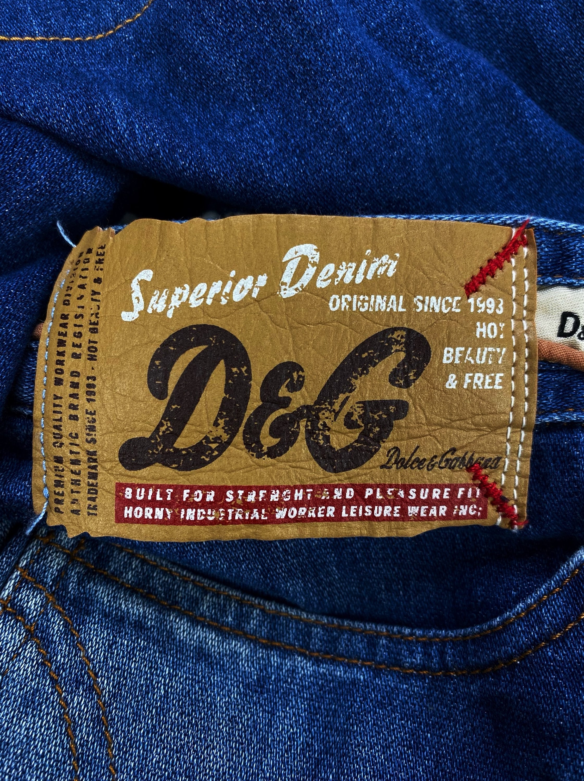 00s Dolce & Gabbana Dark Wash Flared Multi Pocket Cargo Pants