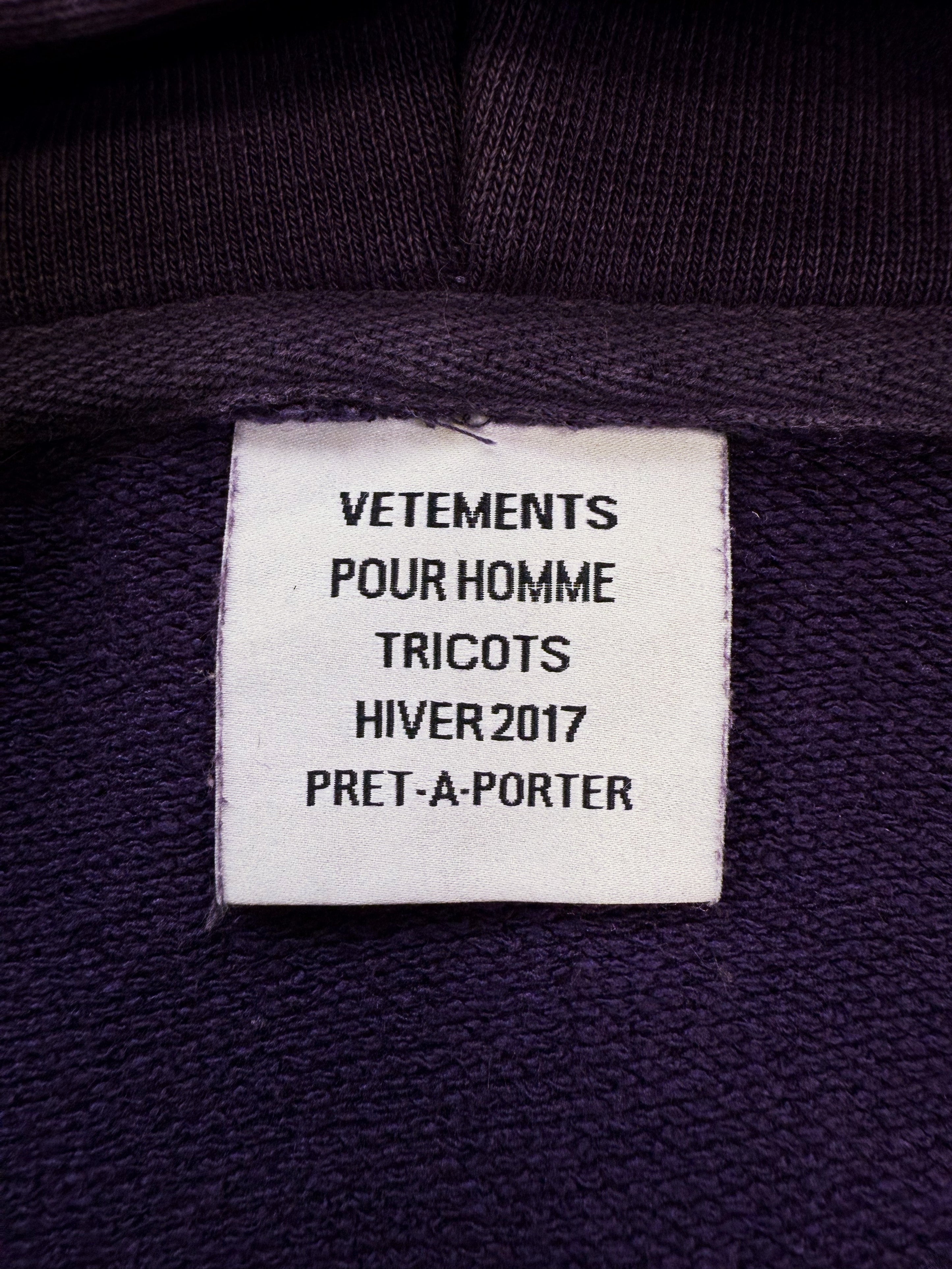 AW16 Vetements Homme ‘Sexual Fantasies’ Purple Slogan Hoodie