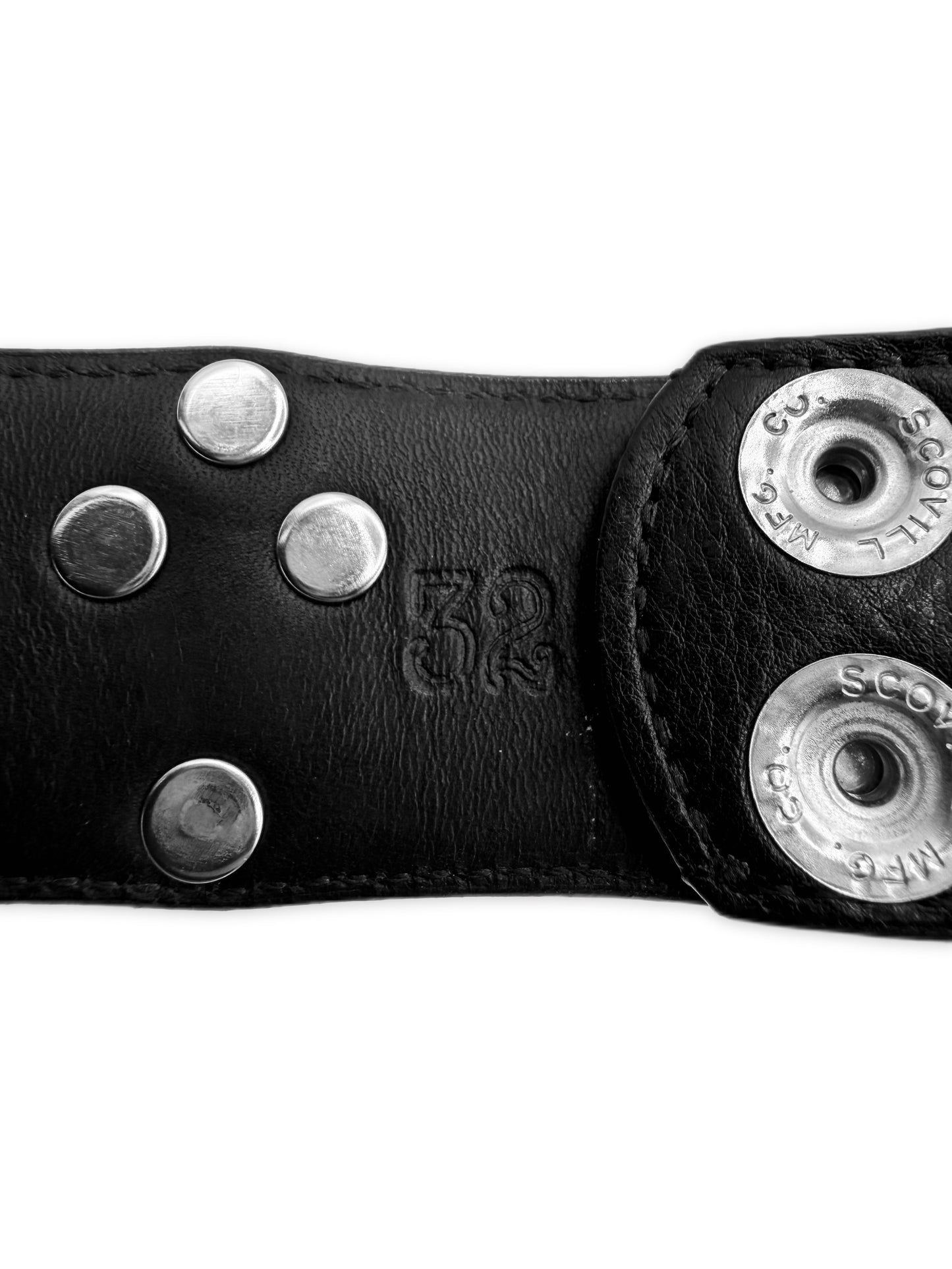 Chrome Hearts Cemetery Cross Pendant Black Leather .925 Silver Belt Strap