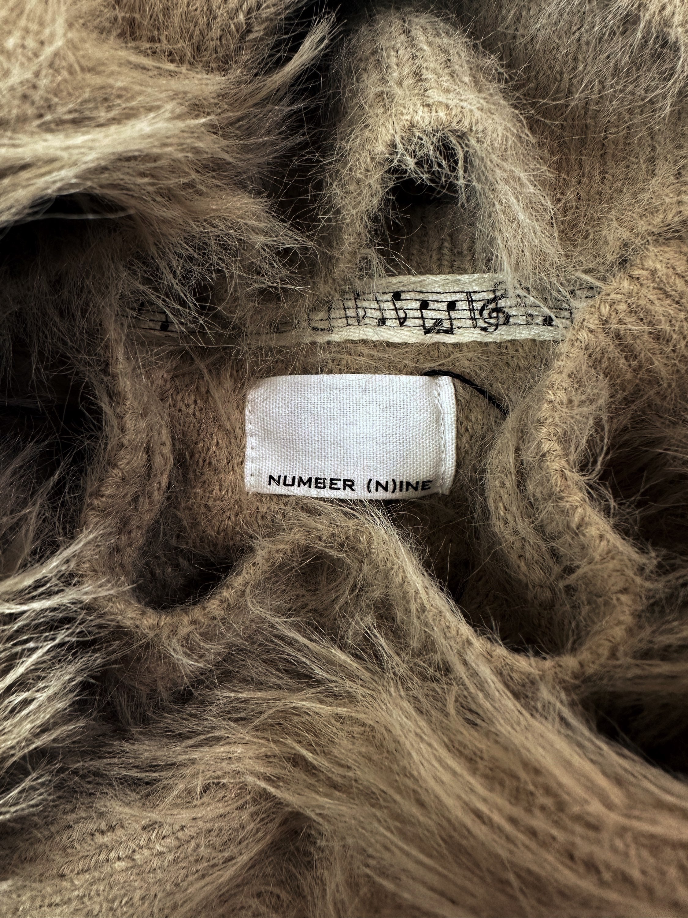 Number (N)ine Beige Faux Mohair Shag Knitted Sweater