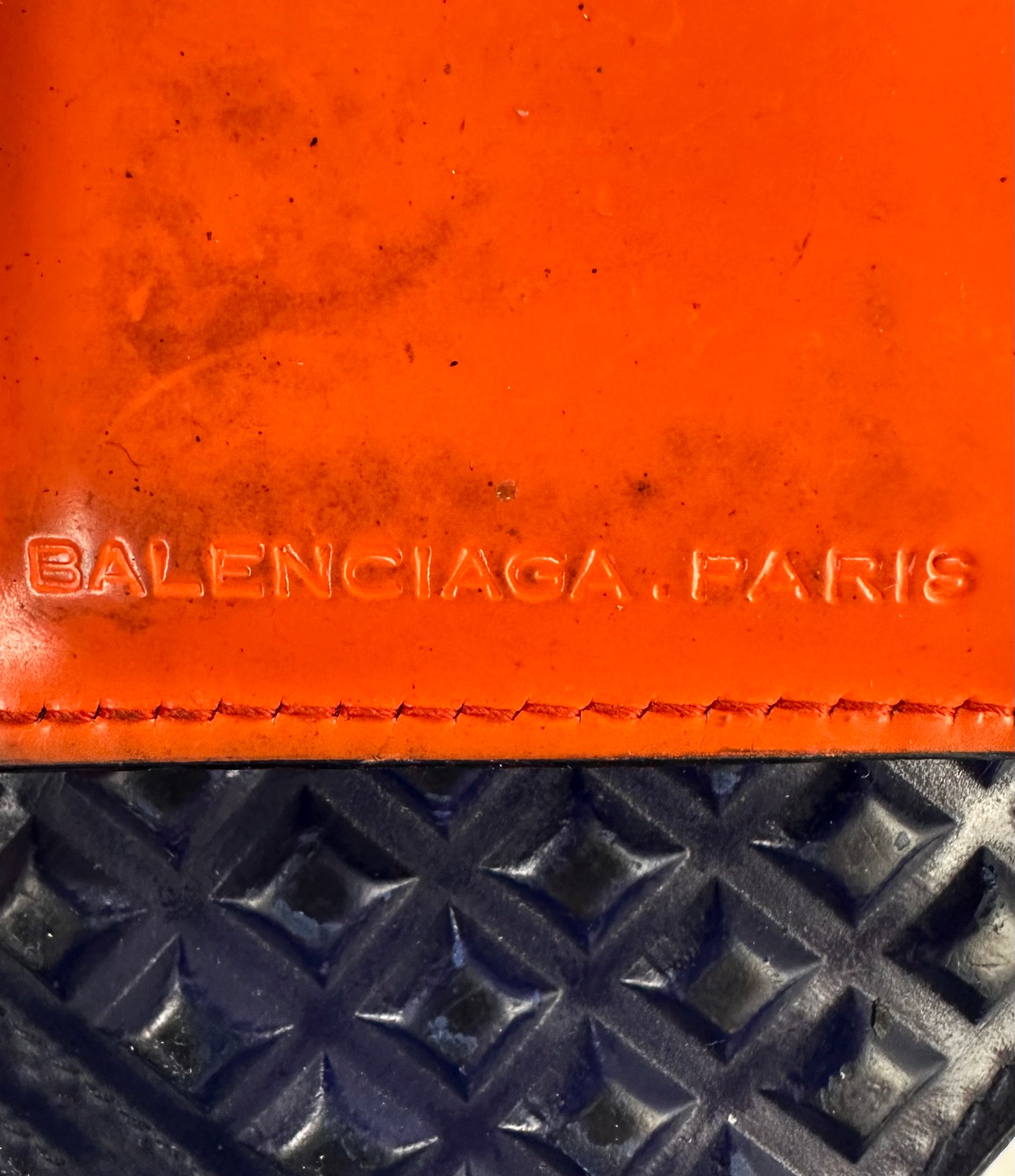 00s Balenciaga Navy Blue Studded Bifold Leather Wallet