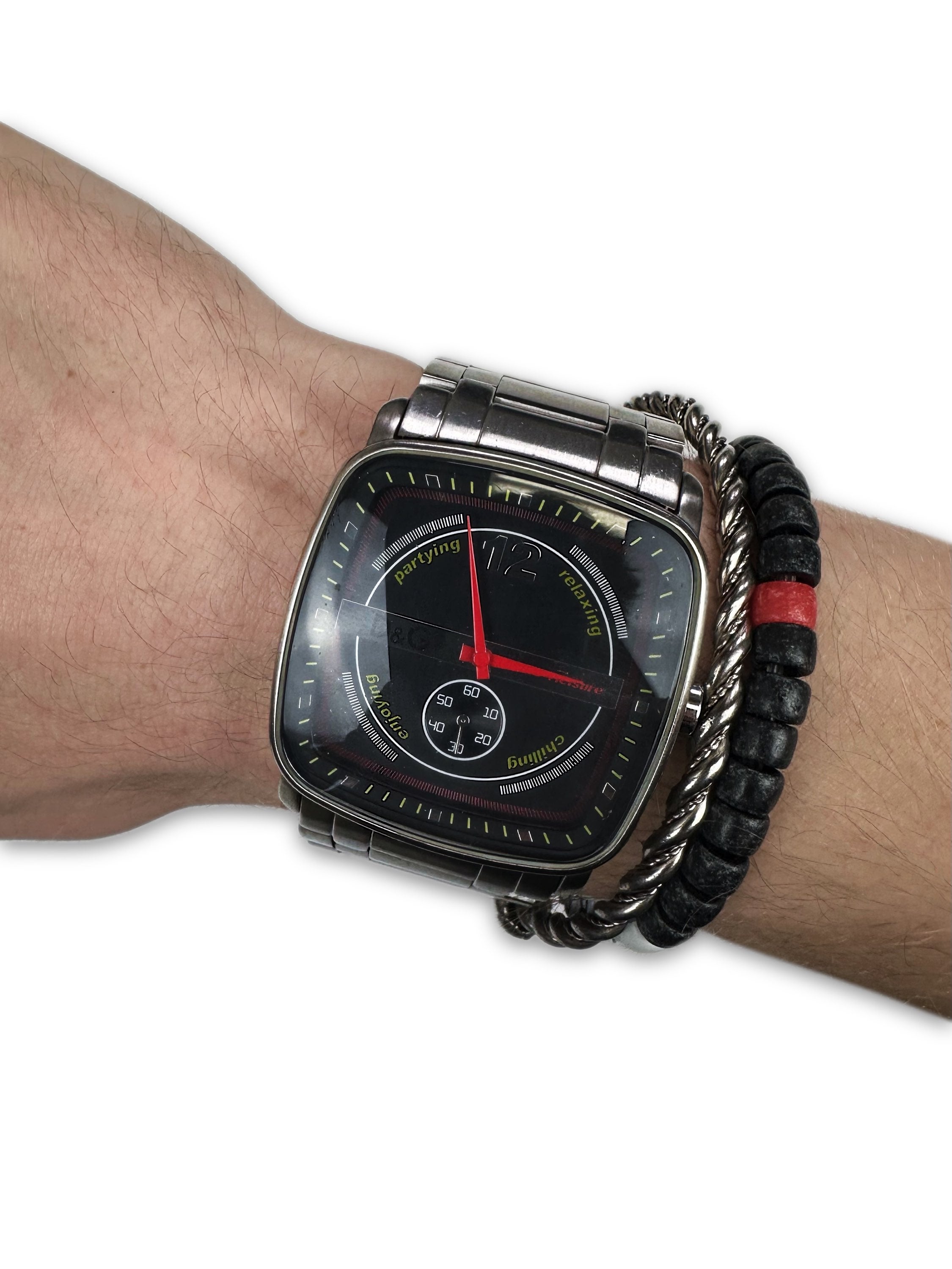 00s Dolce & Gabbana ‘Enjoying’ Silver Chronograph Wrist Watch