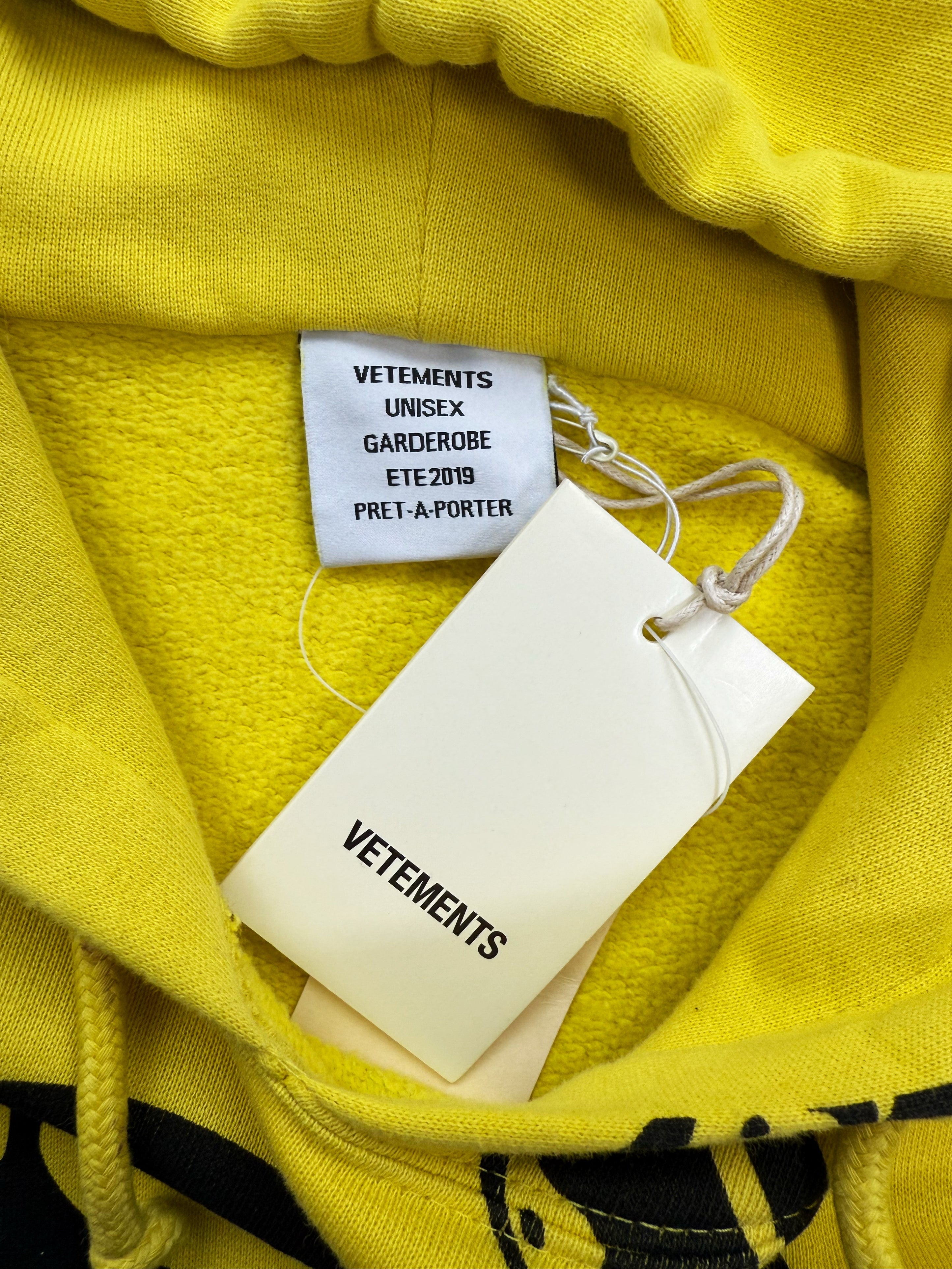 SS19 Vetements ‘Don’t Tread On Me’ Yellow Graphic Hoodie