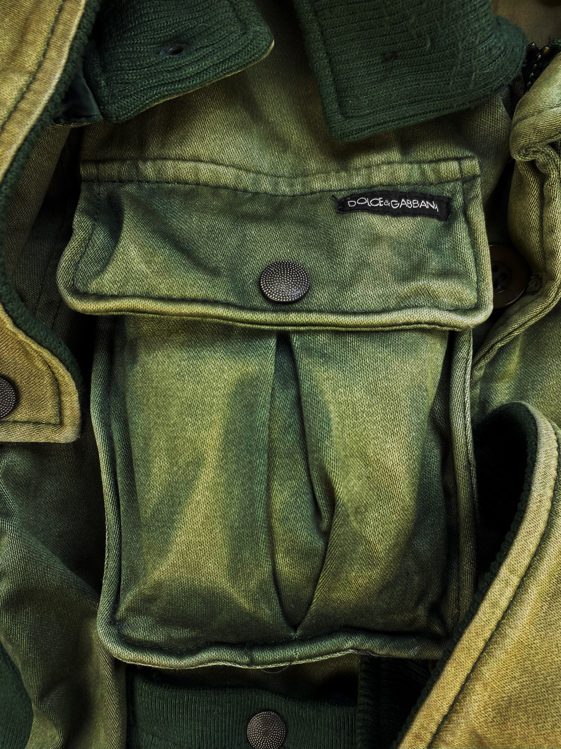 00s Dolce & Gabbana 3D Cargo Pocket Forest Green Hunting Jacket