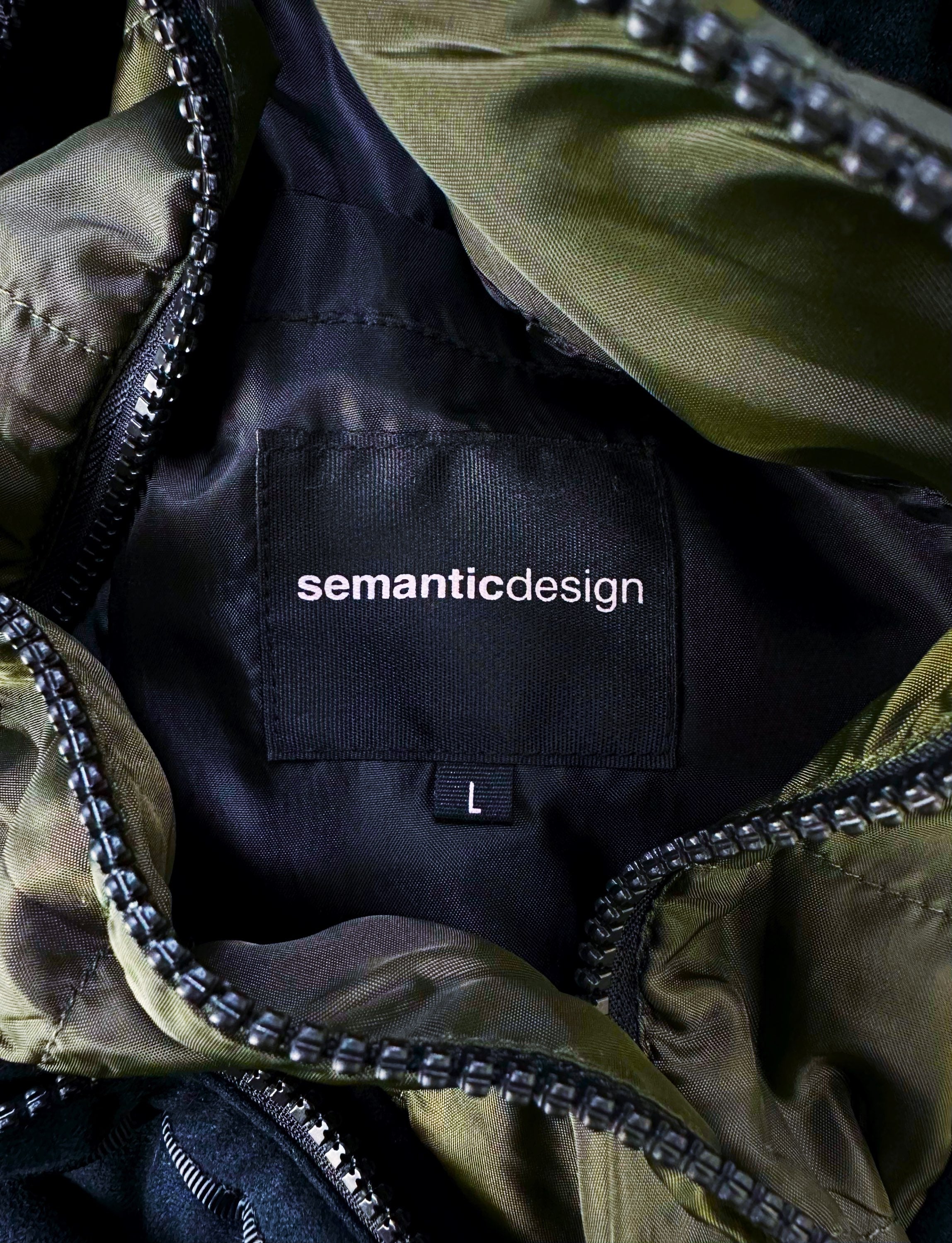 Semantic Design Double Layered Padded Navy Blue Jacket