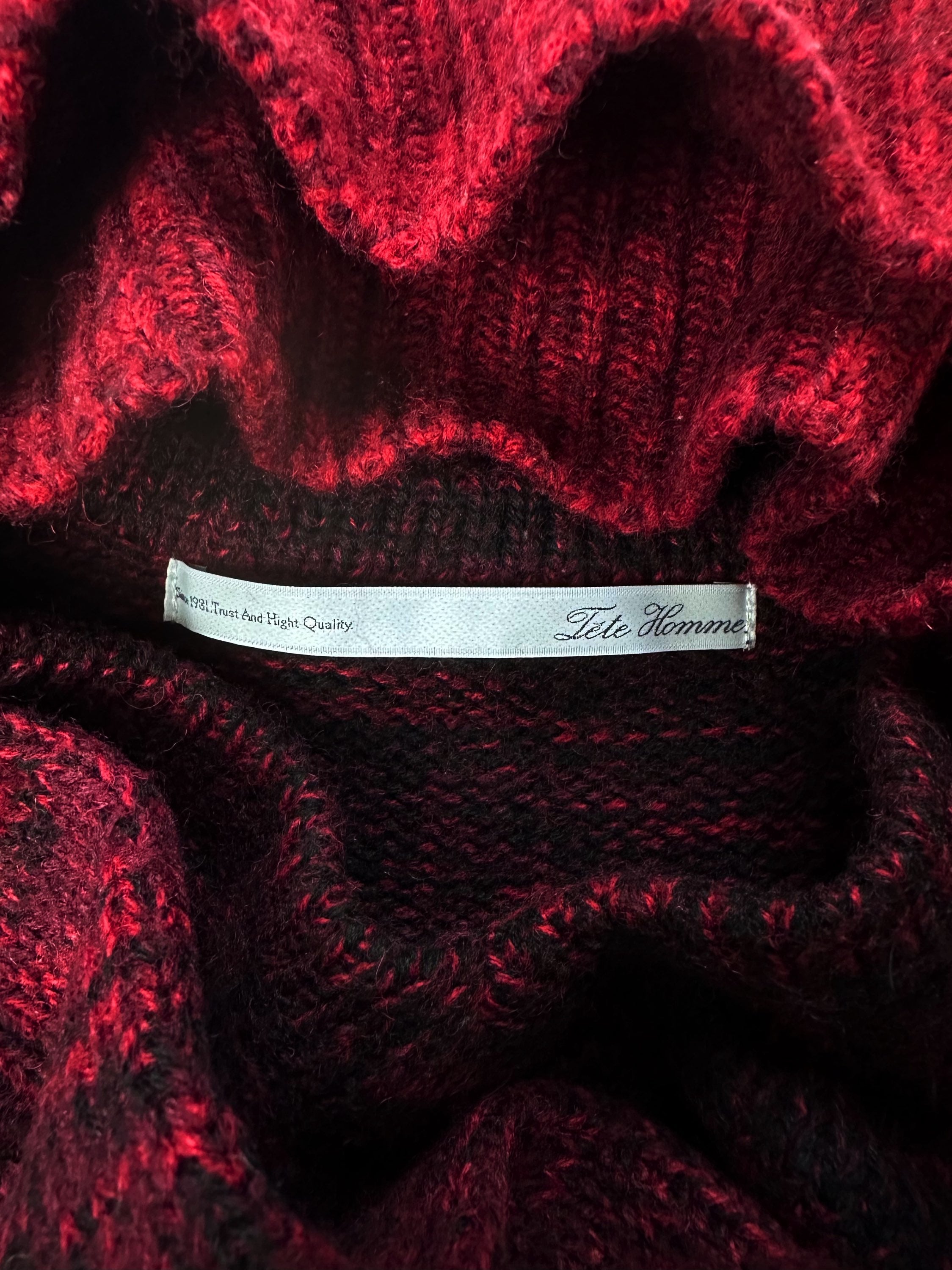 Tete Homme Red Gradient Heavy Weight Knitted Sweater