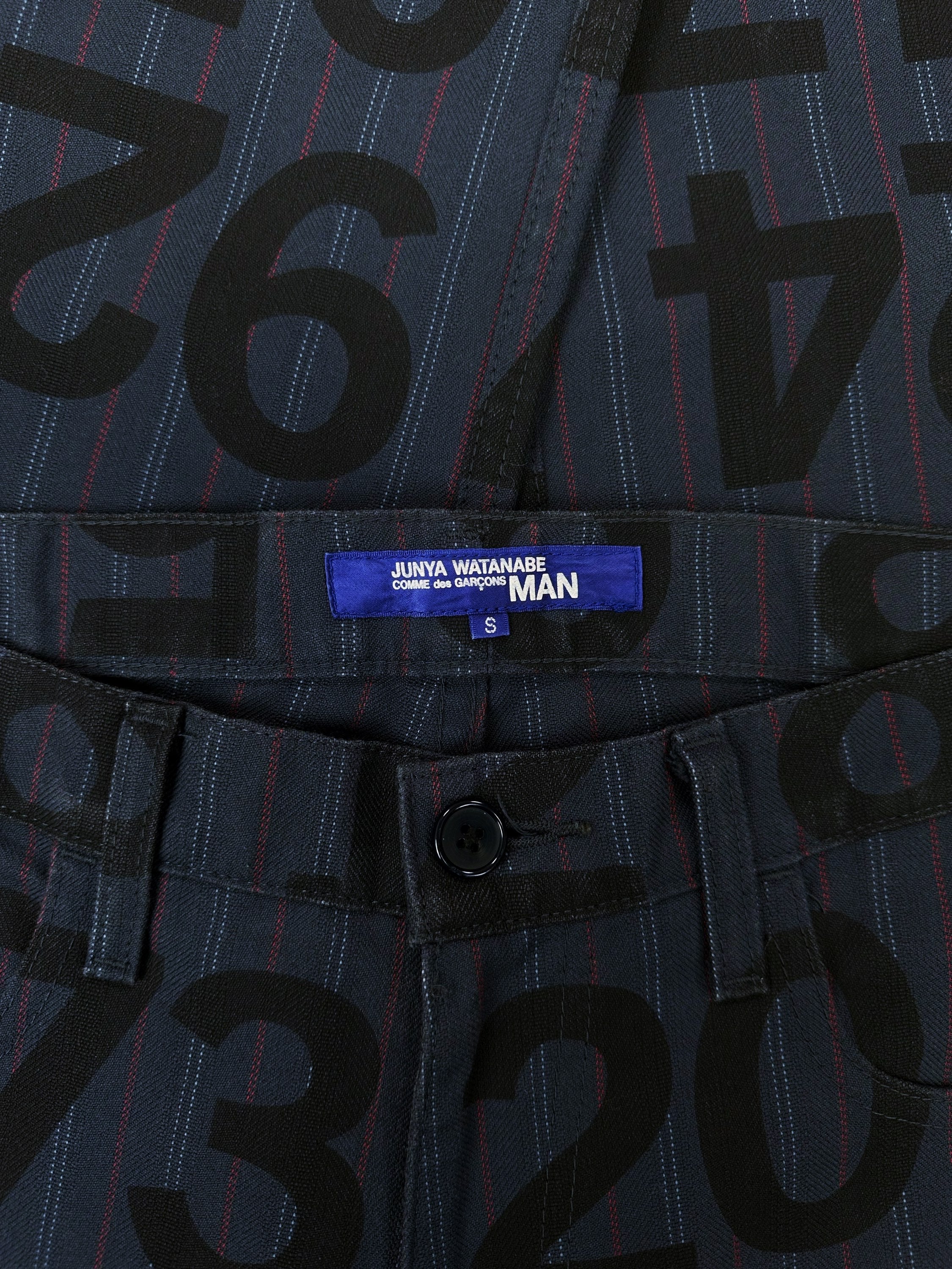 SS03 Junya Watanabe ‘Numbers’ Navy Blue Graphic Pants