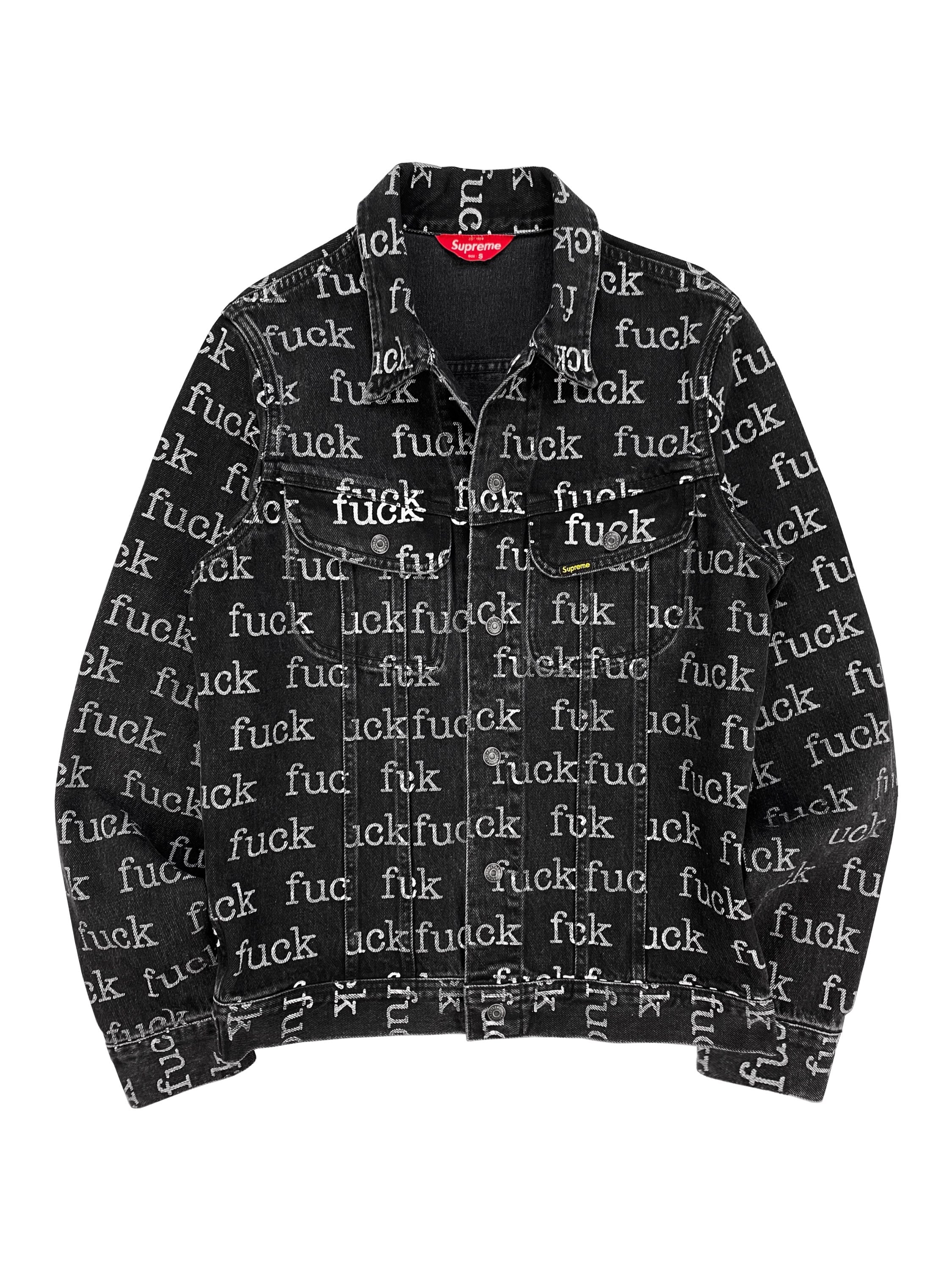 SS13 SUPREME 'FUCK' TYPEWRITER SLOGAN DENIM TRUCKER JACKET