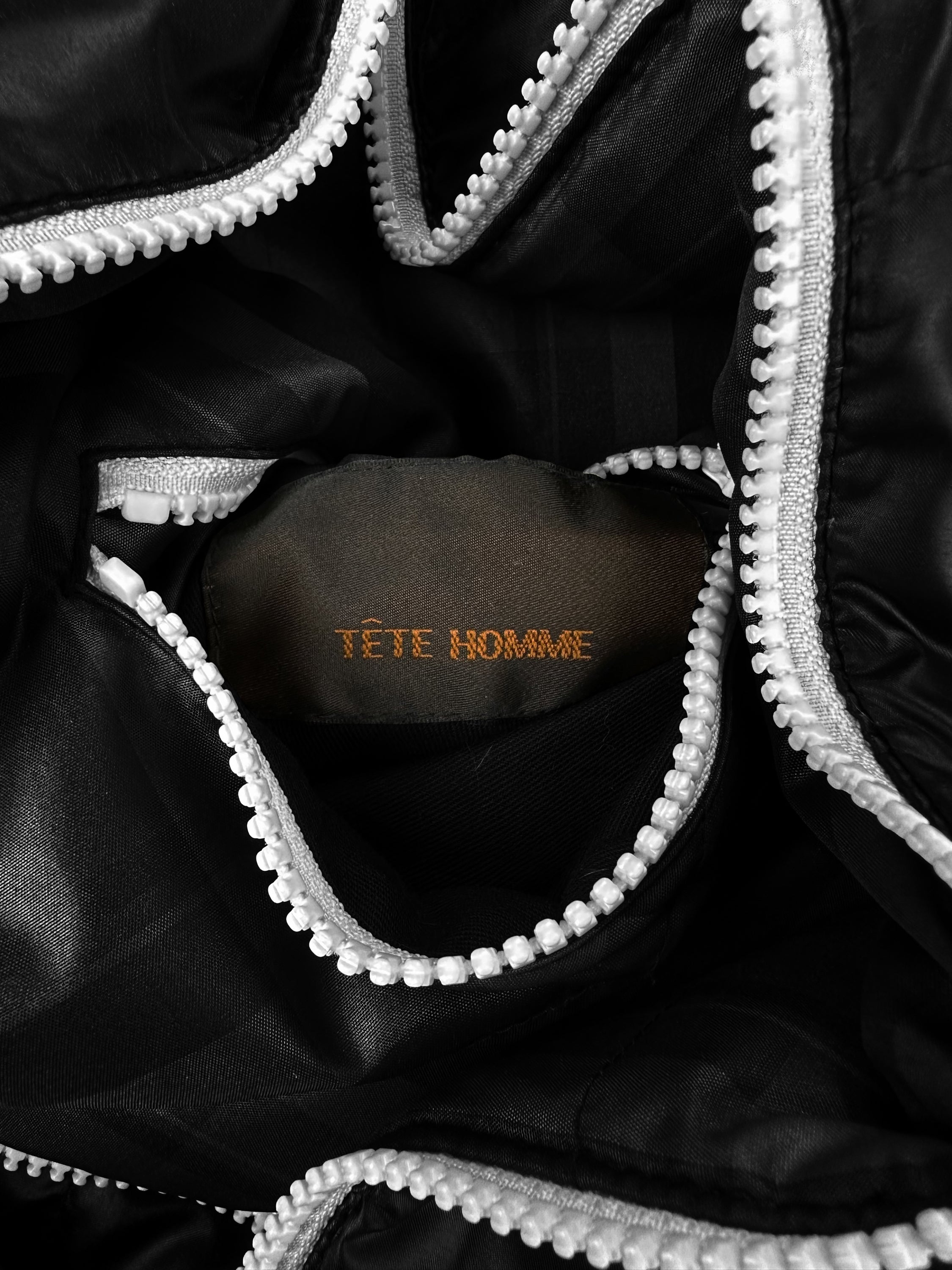 00s Tete Homme Full-zip ‘Gimp’ Mask Down Fill Puffer Jacket