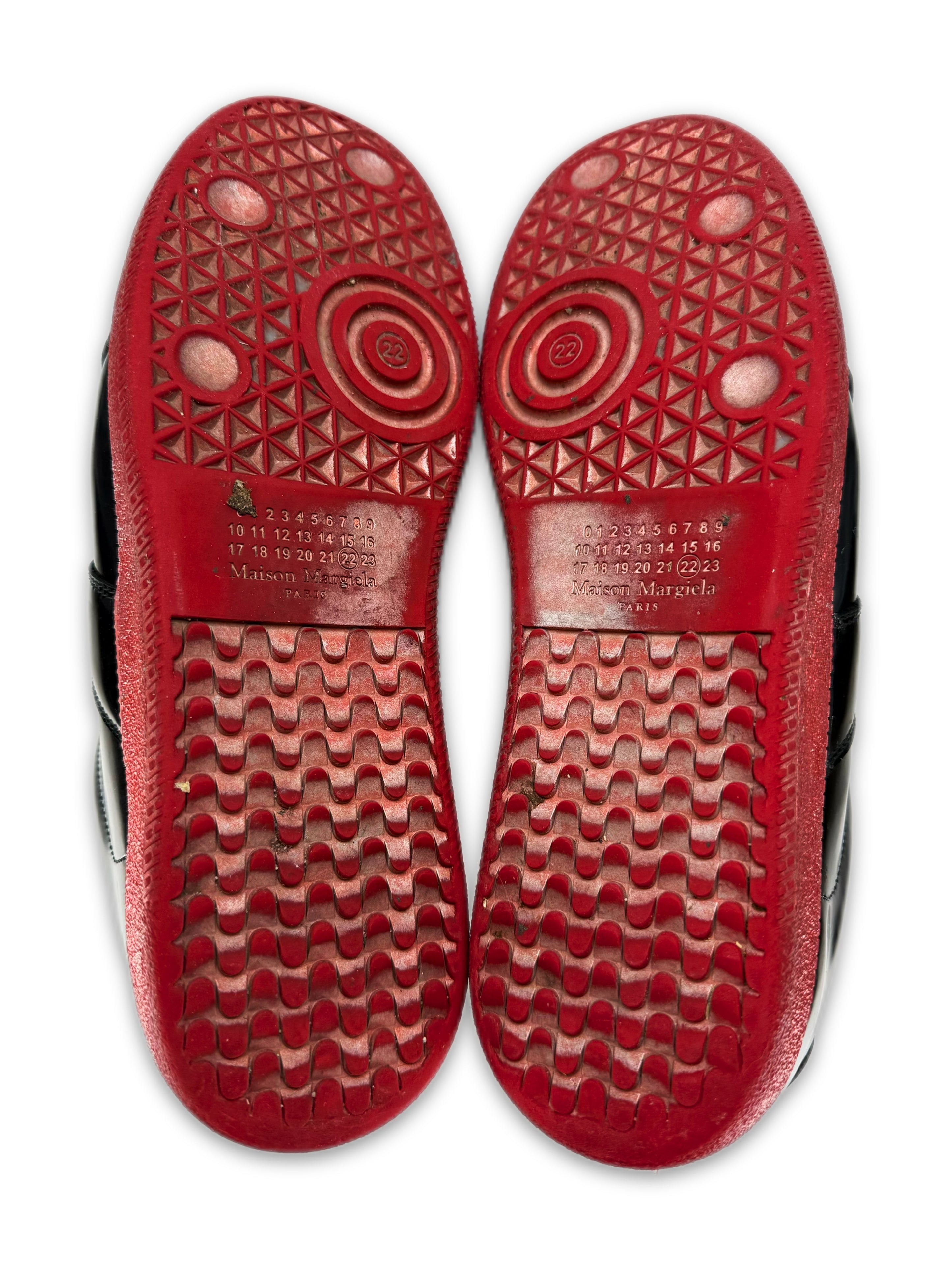 Maison Margiela ‘GAT’ Red Paint Sole Patent Leather Sneakers