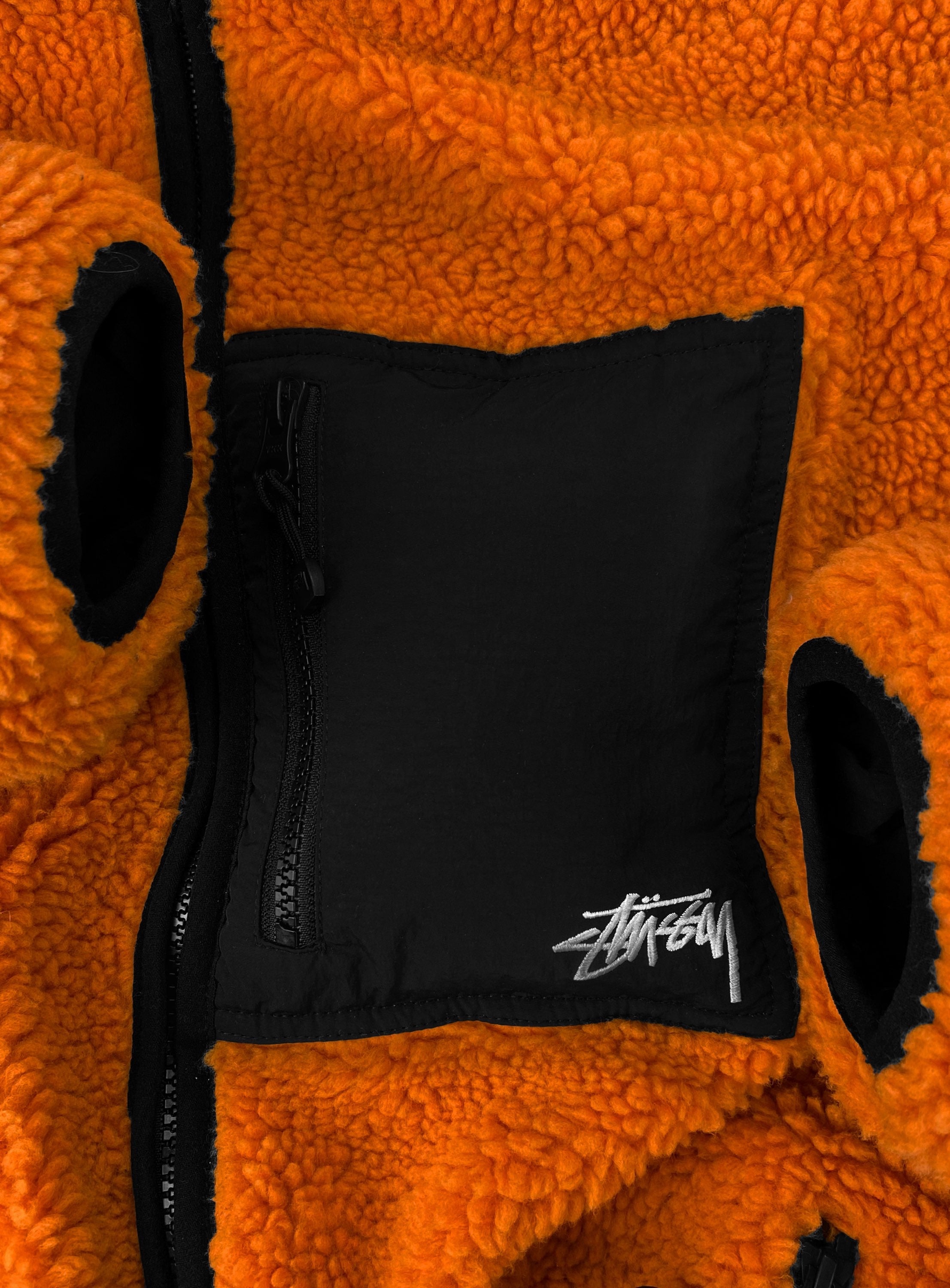 AW22 Stüssy ‘8 Ball’ Burnt Orange Reversible Sherpa Fleece Jacket