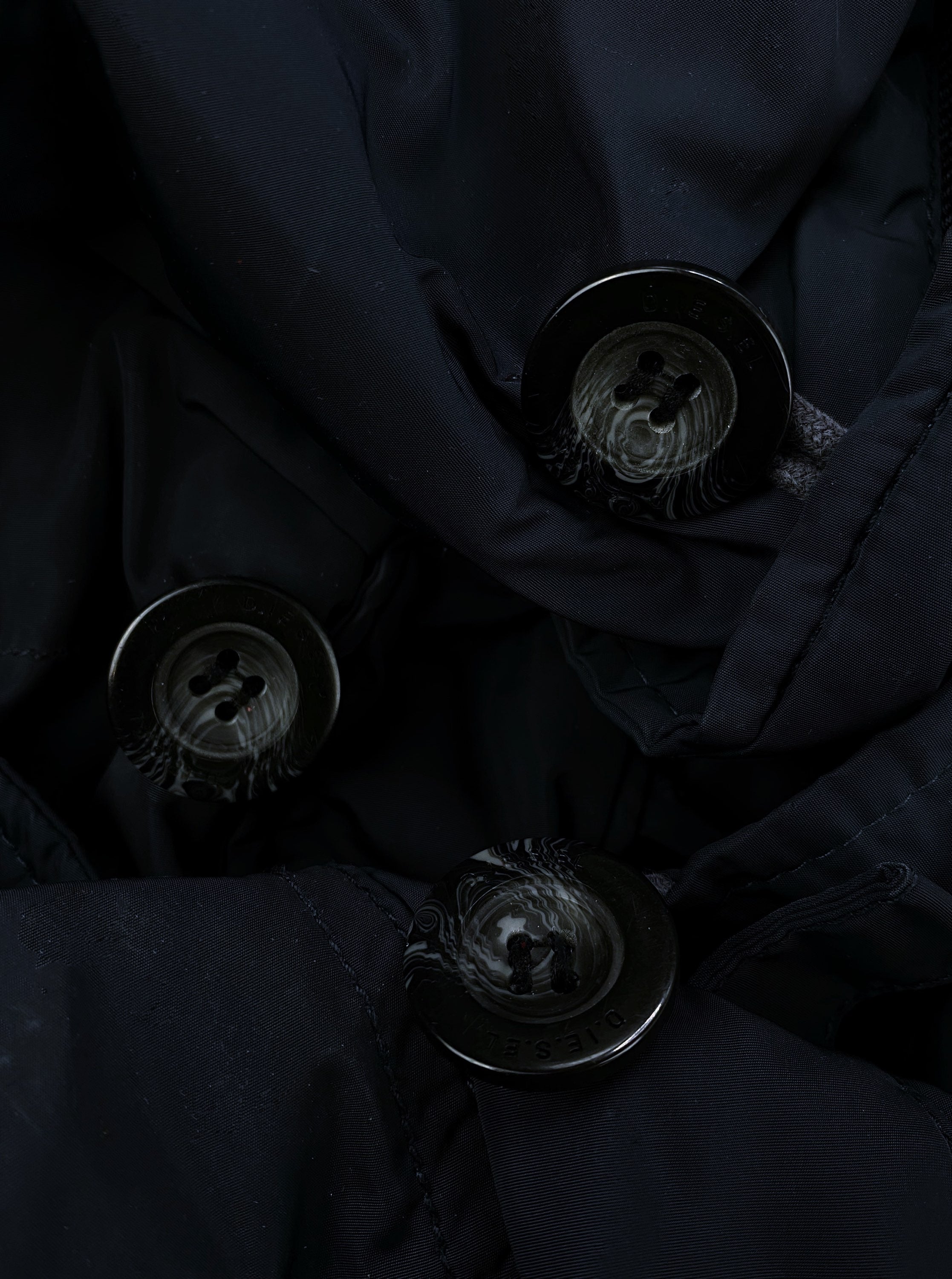 Diesel Riveted Navy Blue Down Fill Puffer Trench Coat