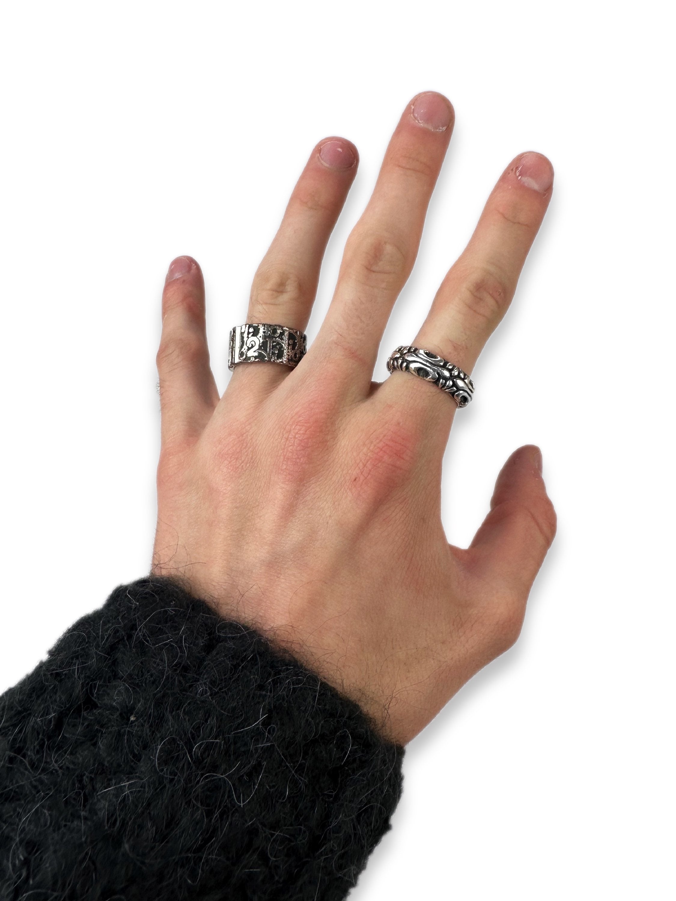00s Dior ‘2’ Black Trotter Monogram Silver Ring