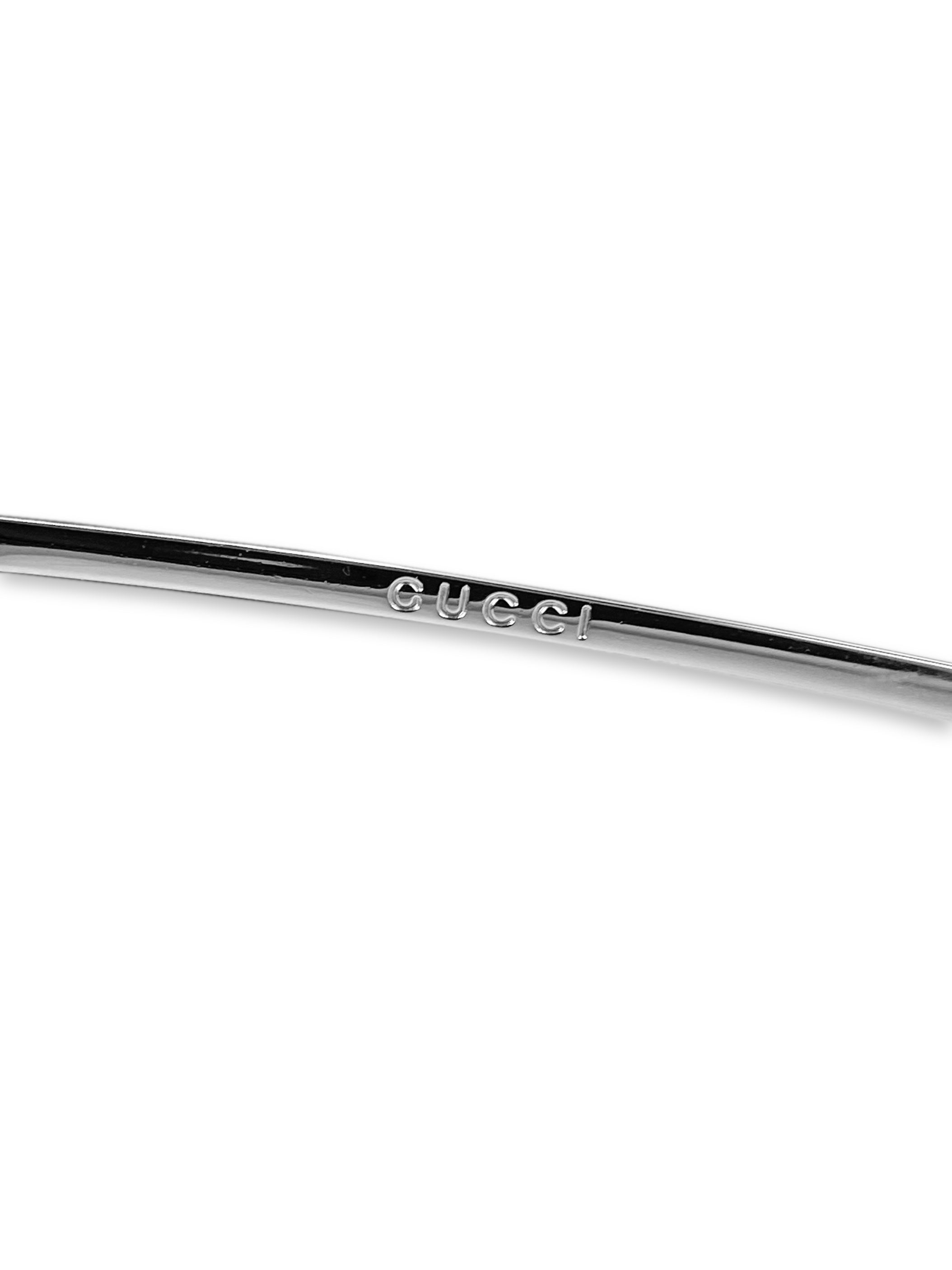 Gucci Rhinestone G Logo Silver Rounded Sunglasses