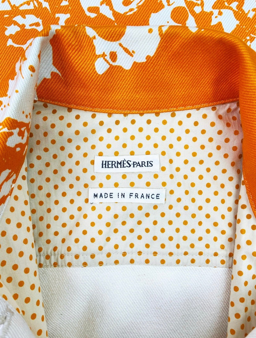 SS03 Hermès “Cheval Surprise” Splatter Print Denim Vest