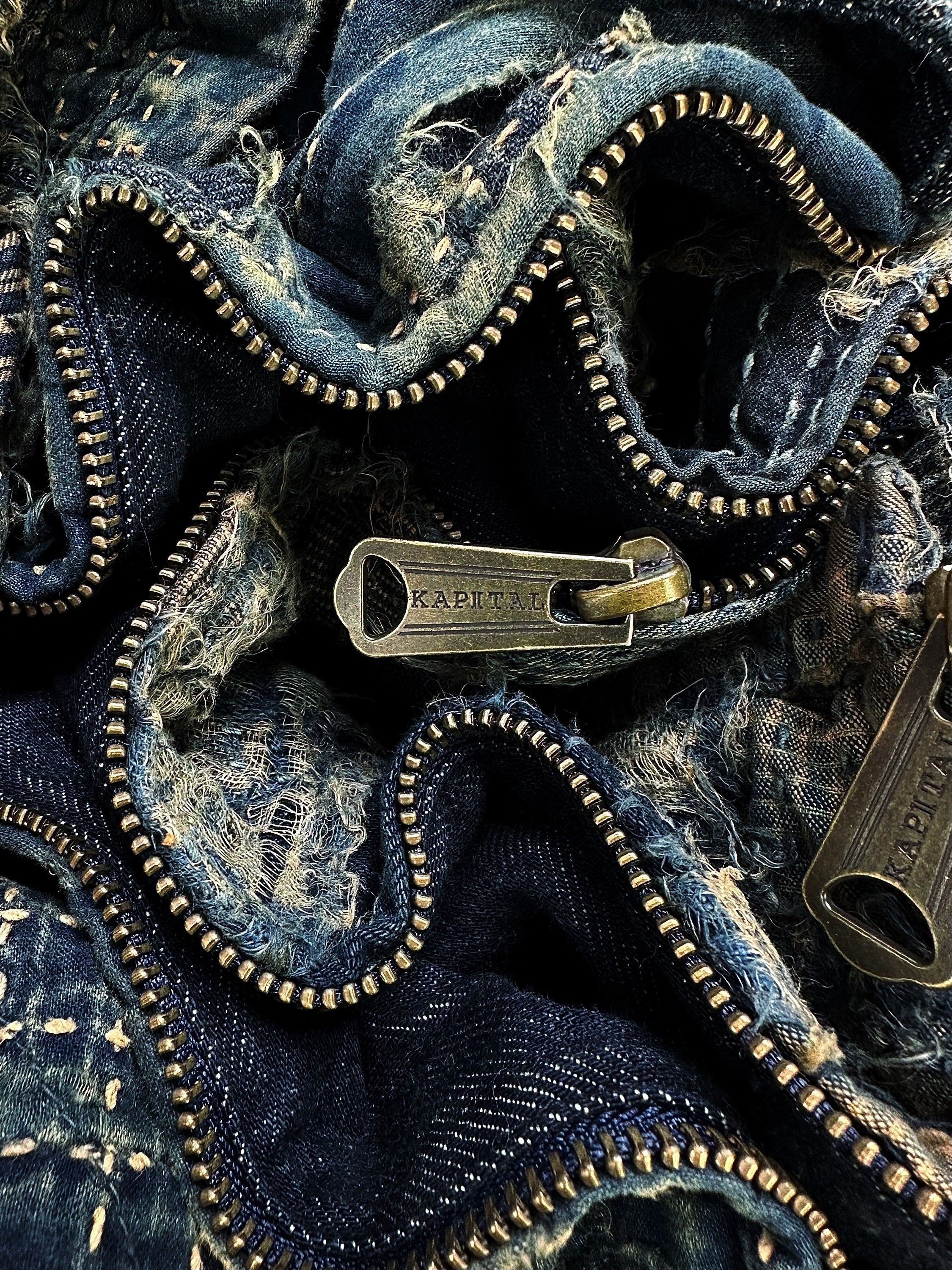 AW24 Kapital ‘Boro’ Stitch Zip-up Reworked Denim Jacket