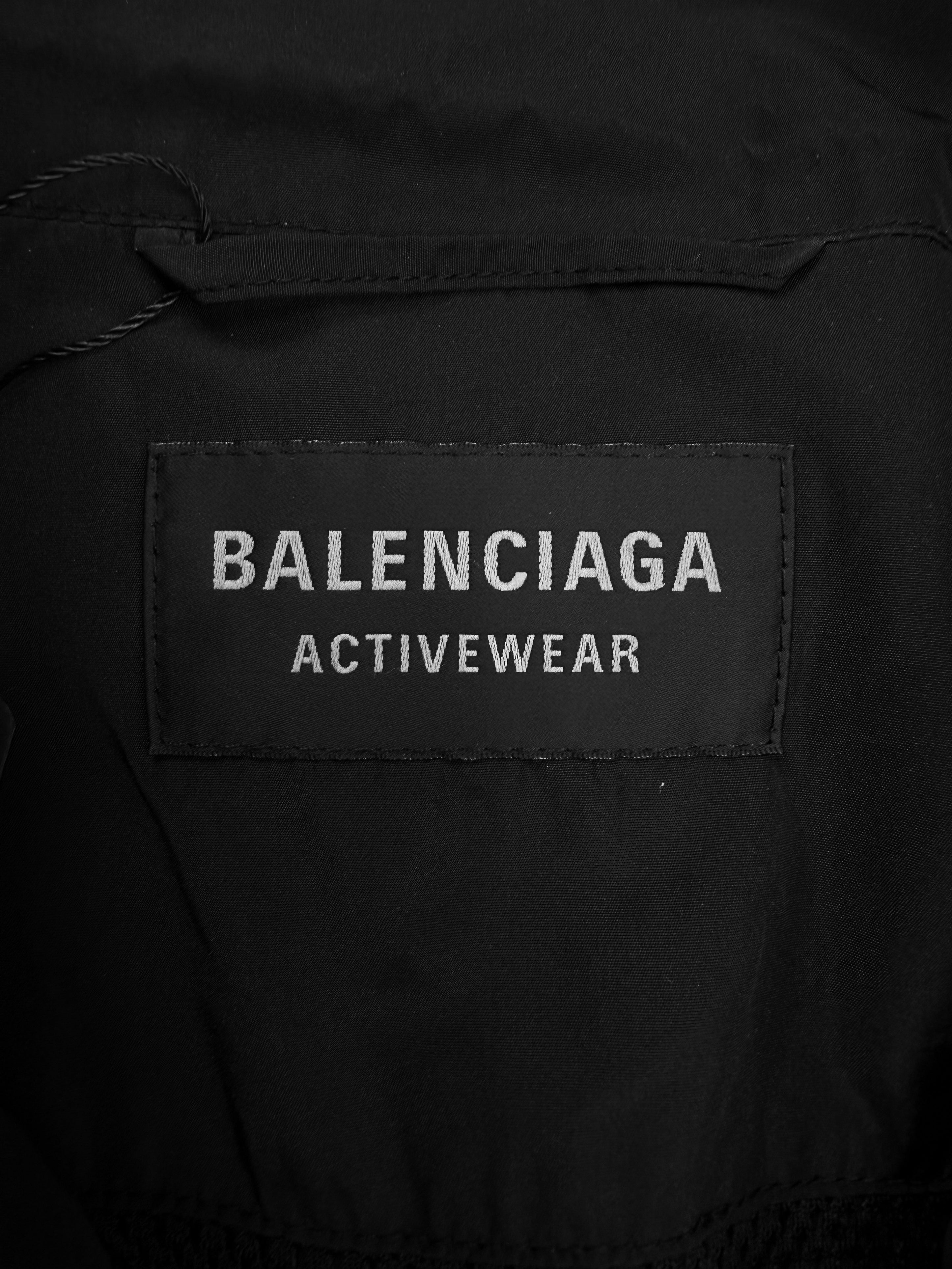 AW22 Balenciaga Activewear Collar Logo Black Nylon Oversized Jacket