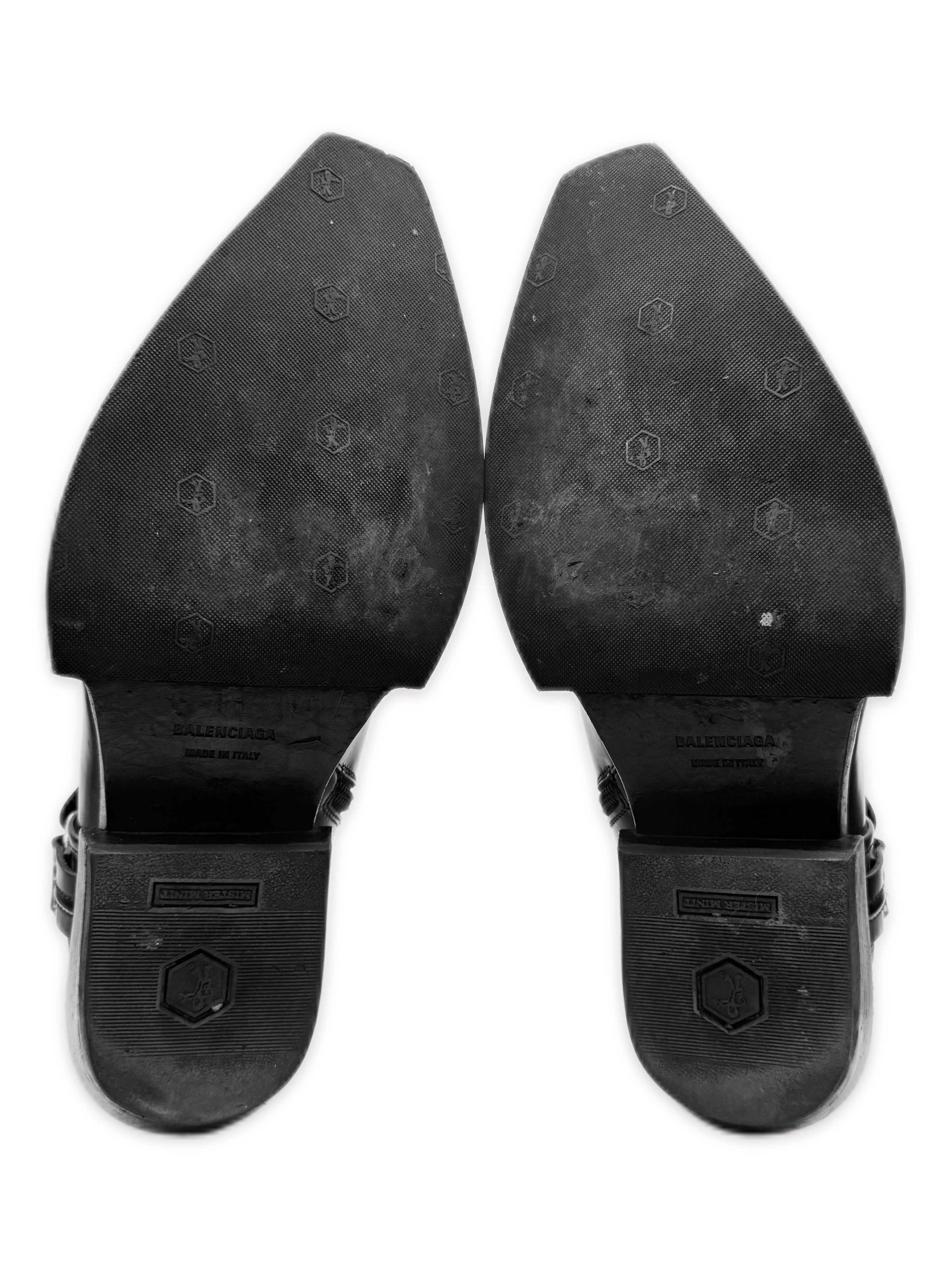 SS19 Balenciaga ‘Santiag’ Metal Toe Harness Western Leather Boots