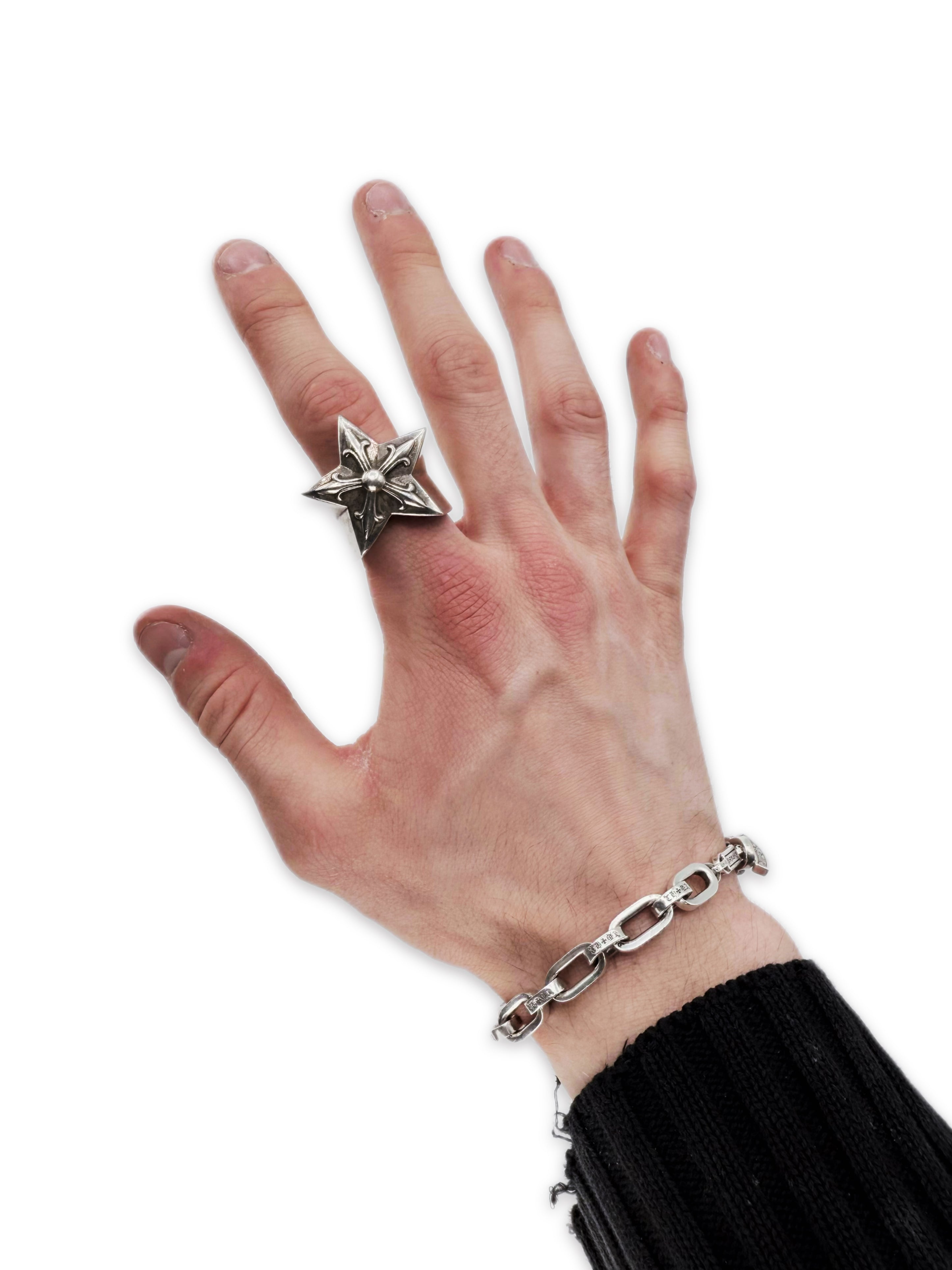 Chrome Hearts ‘5 Point Star’ .925 Silver XL Etched Ring