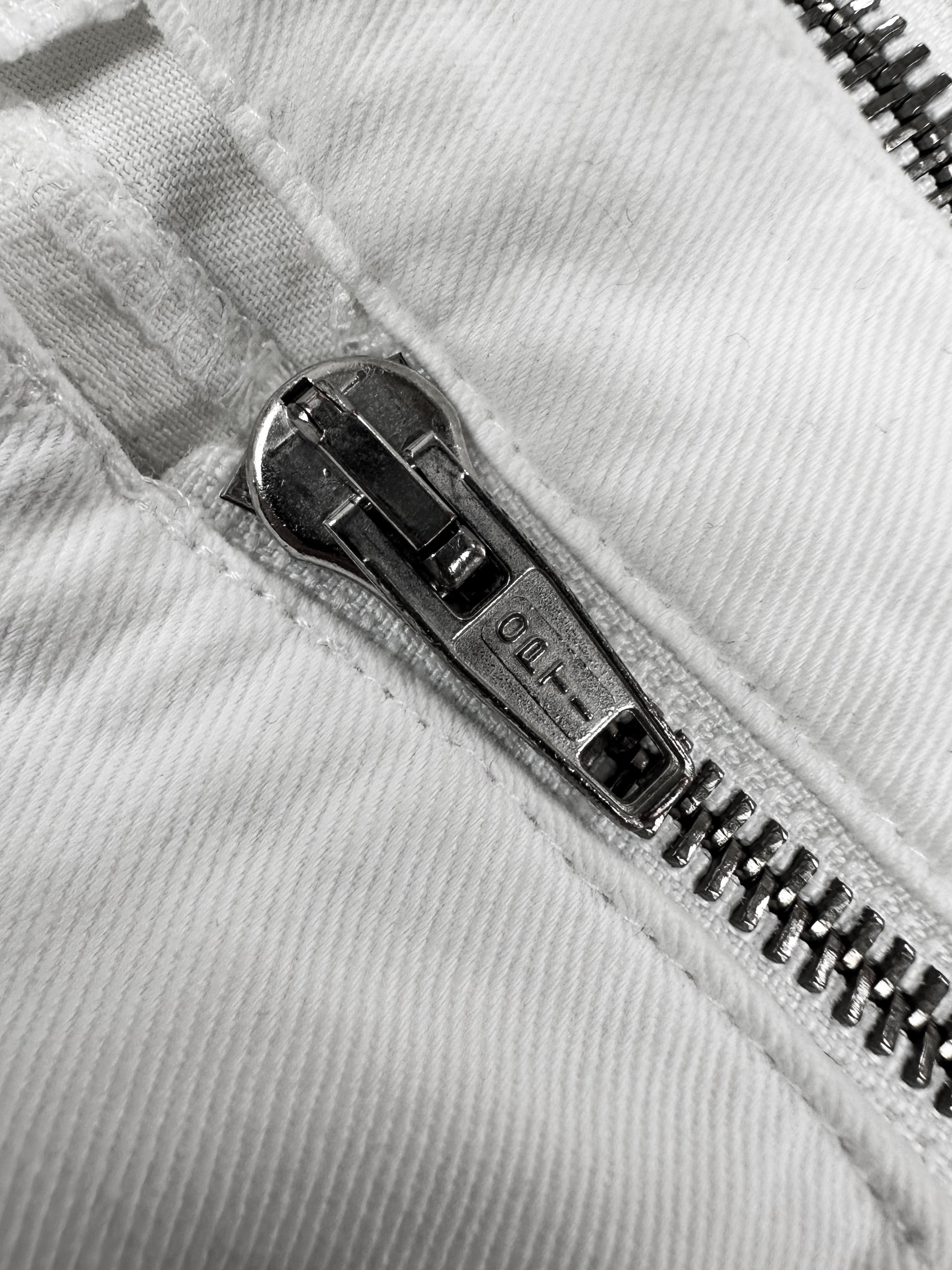 SS02 Raf Simons ‘Kollaps’ Zipper Waistband White Slim Pants