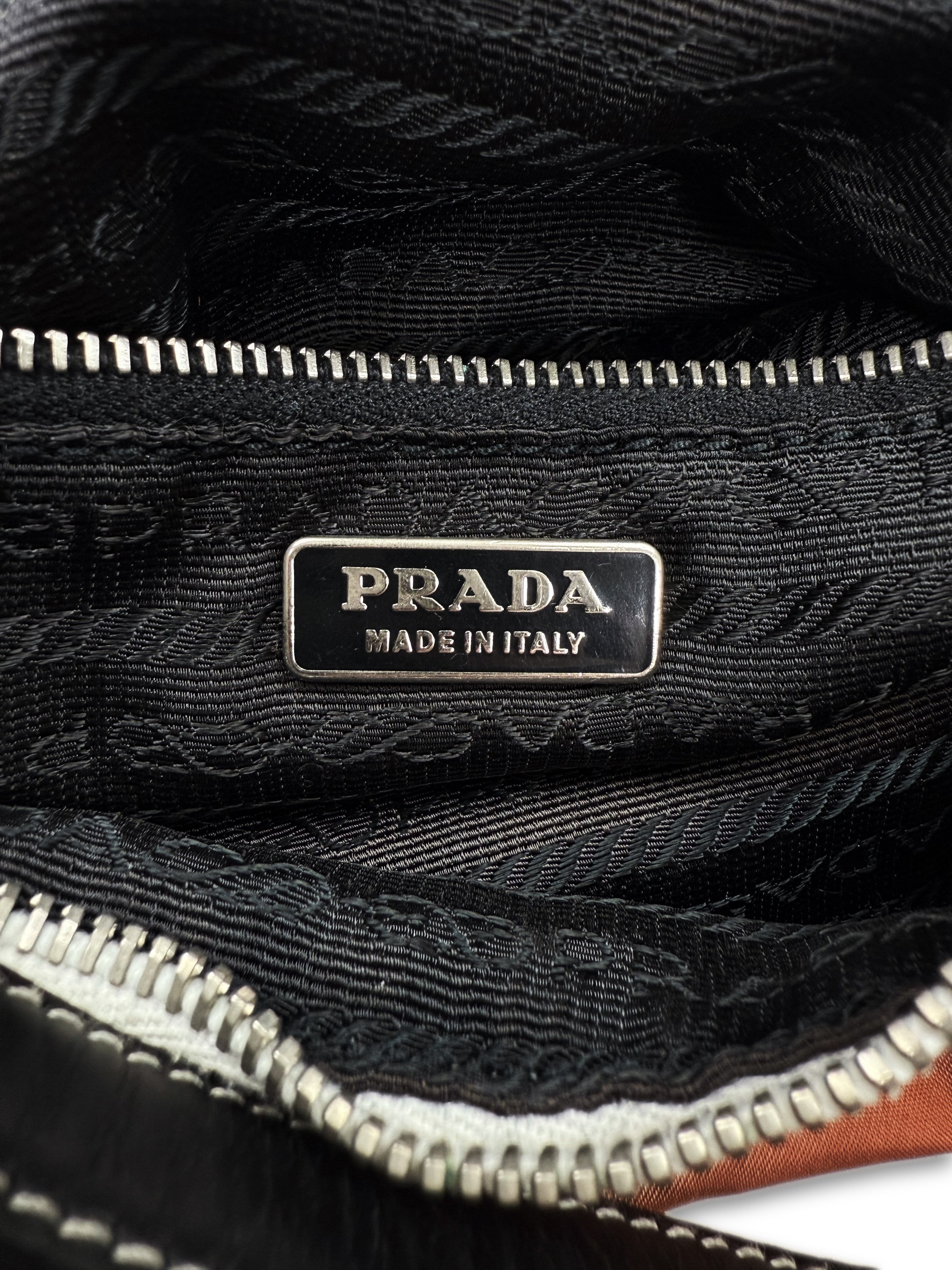 00s Prada ‘Tessuto’ Logo Nylon Burnt Orange Mini Purse