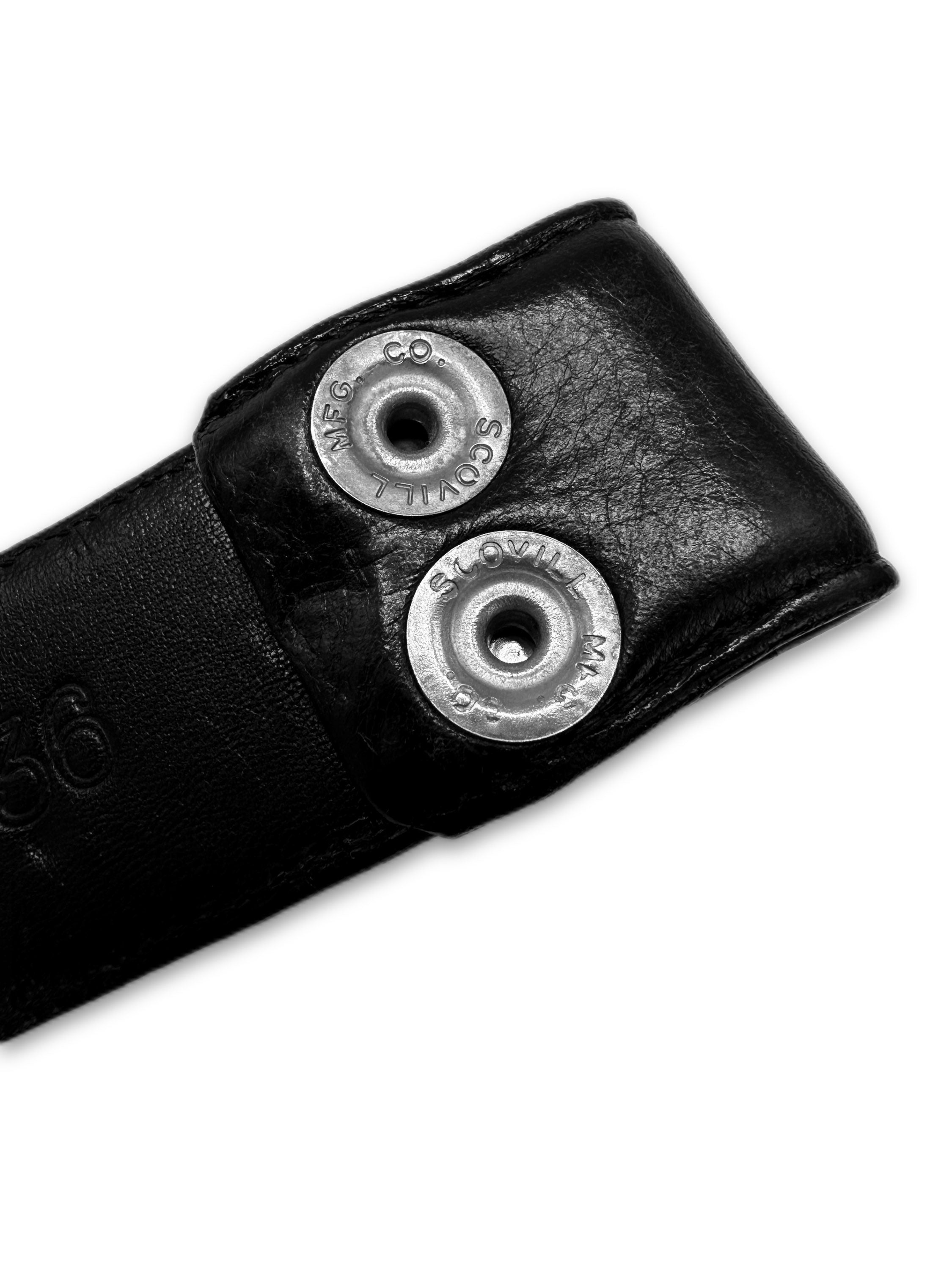 Chrome Hearts Black Leather Horse Shoe .925 Silver Belt